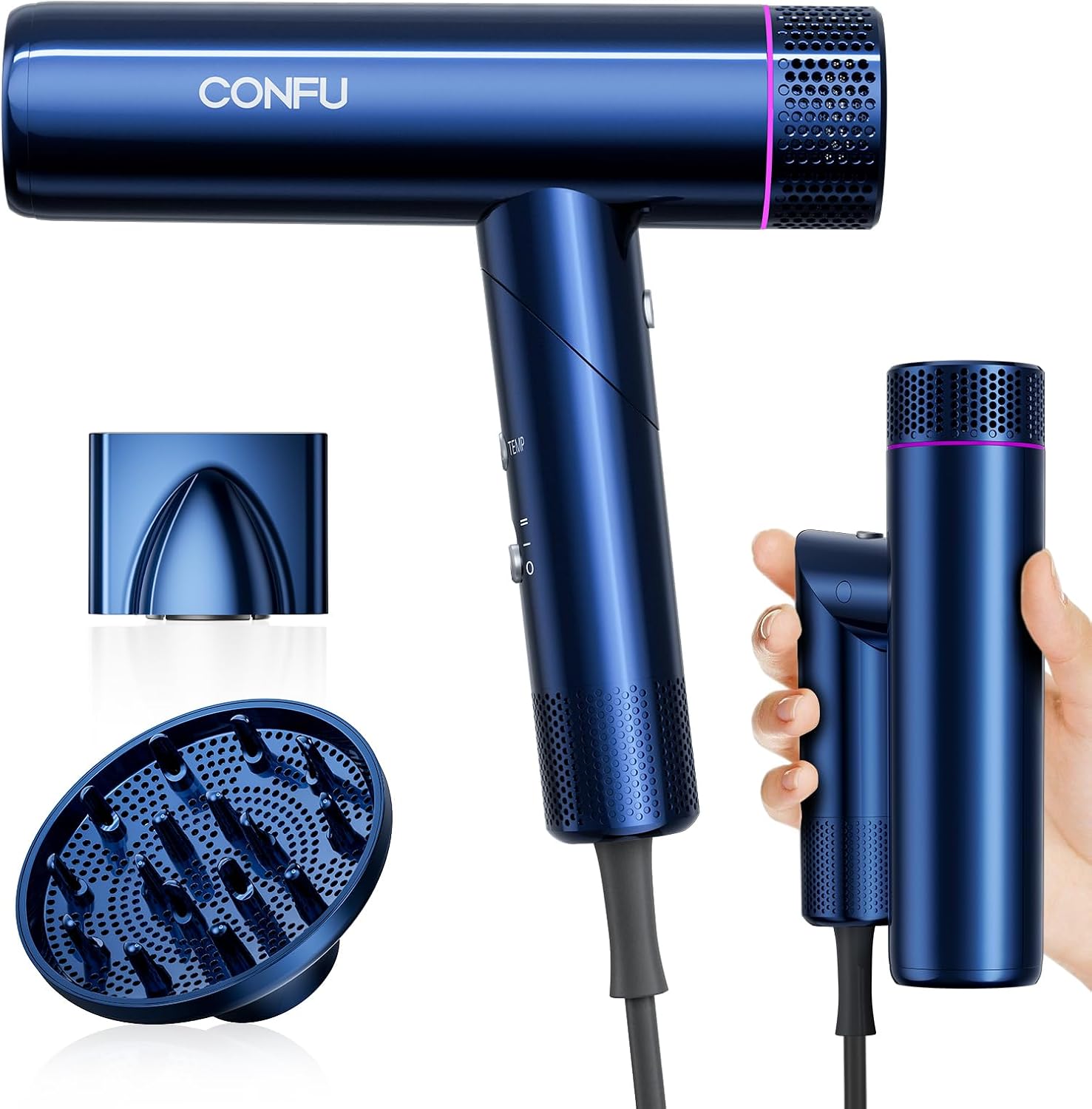Detalle de CONFU Ionen Föhn 1700W Klappbar Reisefön