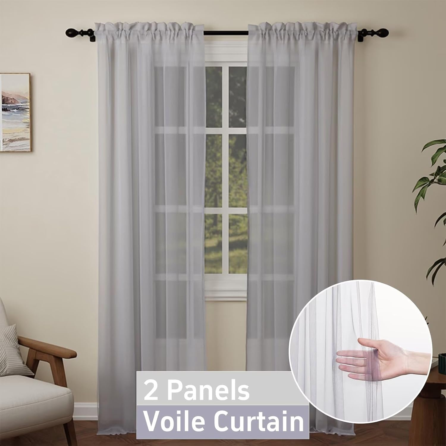Thumbnail 2 de Pacok Darkgray Voile Curtains