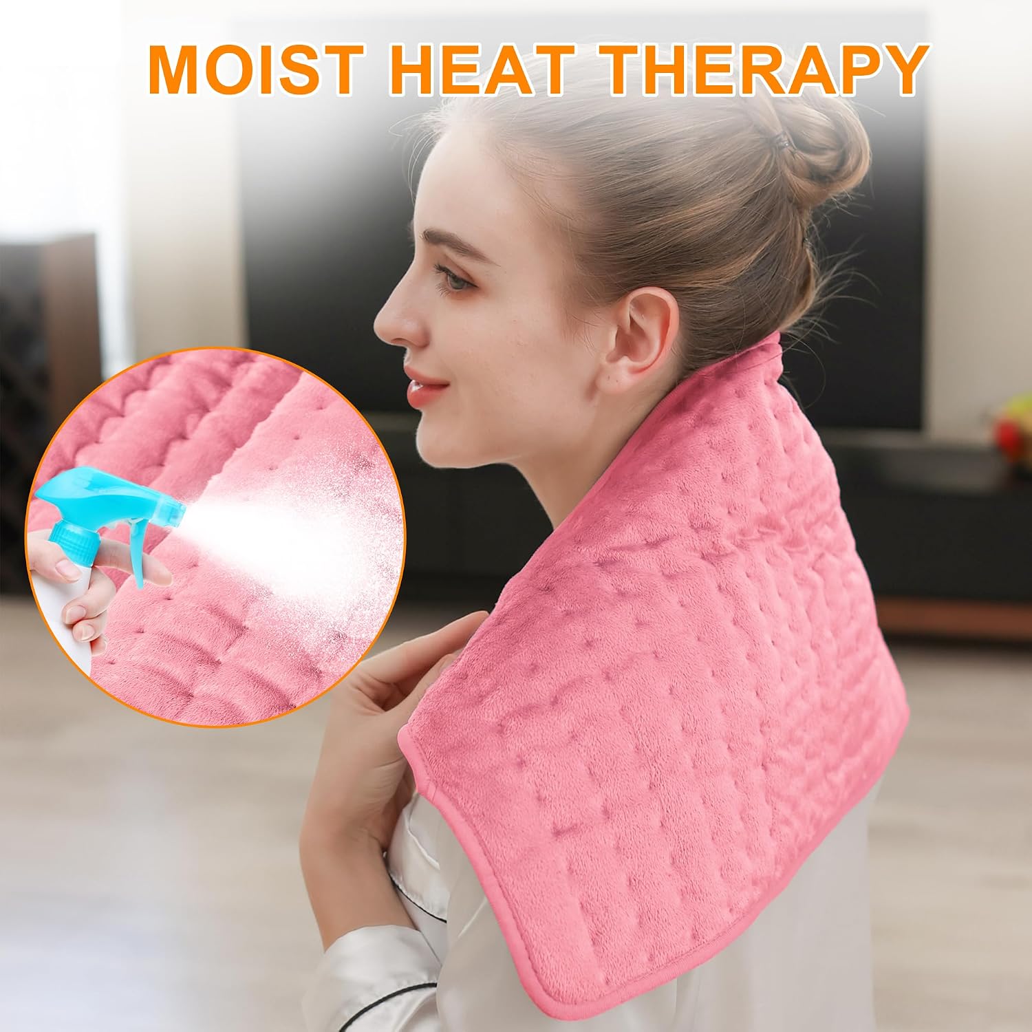 Detalle 2 de Deepsoon TK-HP2412 Heating Pad, 6 Heat Settings, Pink, 24" x 12
