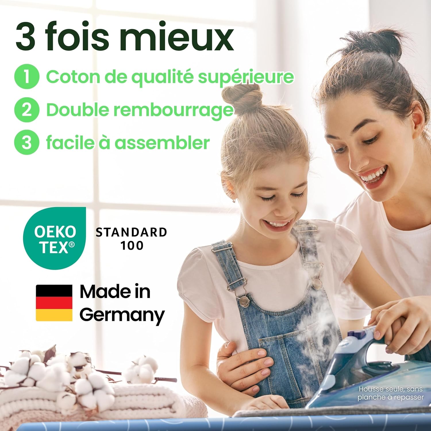Thumbnail 4 de SimplySmooth Premium Bügelbrettbezug 120x40 – ÖKO-TEX100, Made in Germany, Flexi-Kordel und Komfortpolster