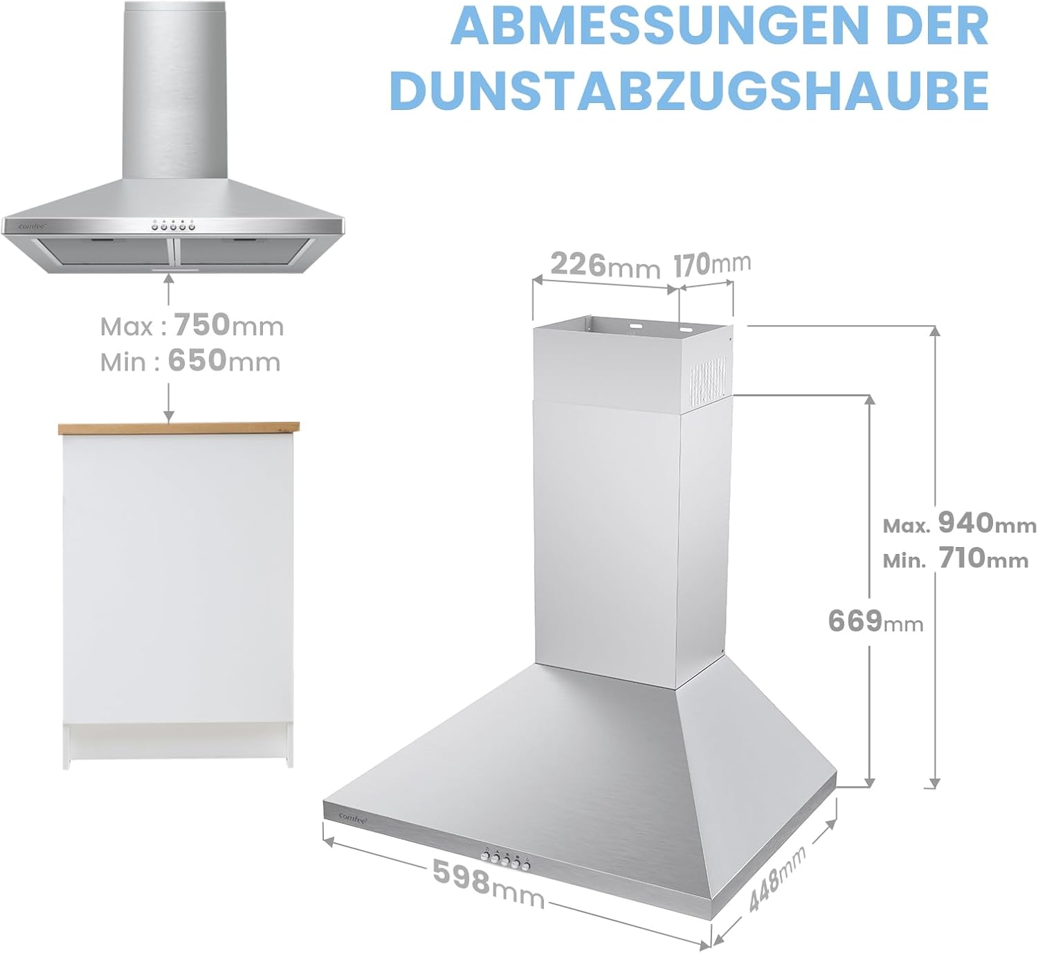 Thumbnail 1 de COMFEE CH60A17EM400SS Dunstabzugshaube 60 cm