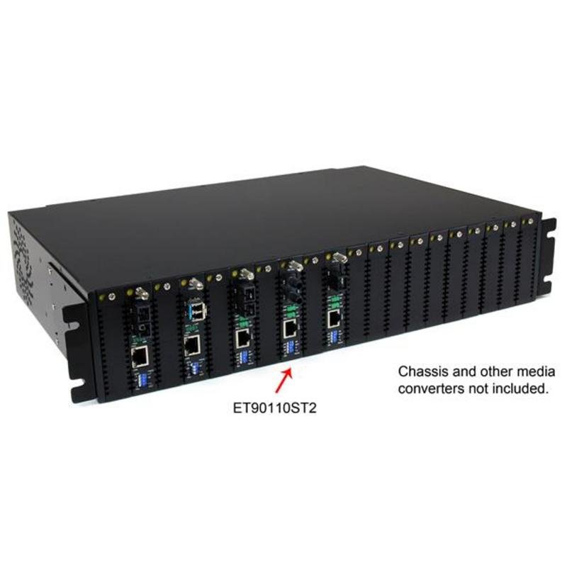 Detalle de StarTech ET90110SC2, convertidor de red a fibra multimodo ST 10/100 Mbps, hasta 2 km