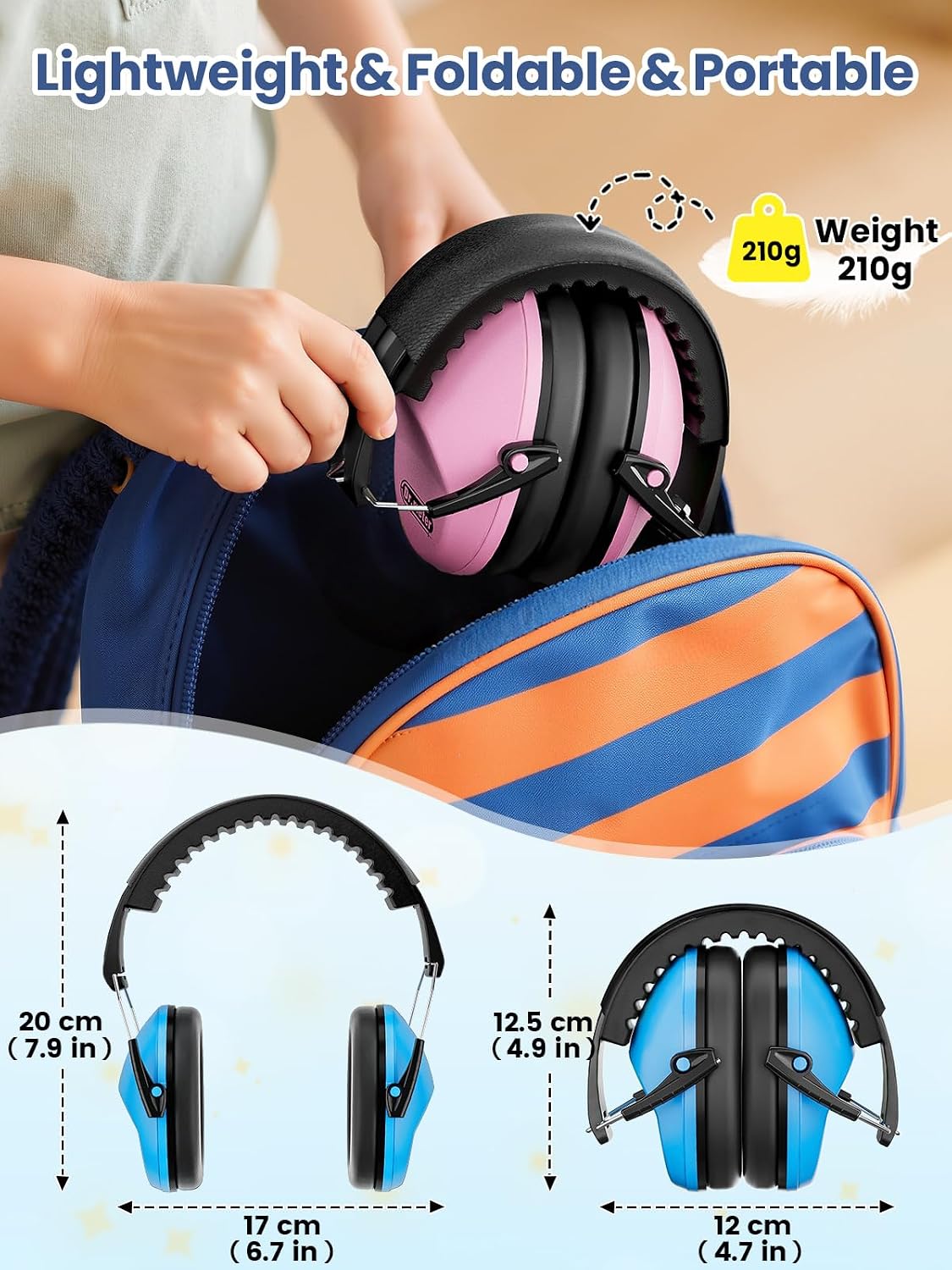 Thumbnail 6 de Dr.meter Kids Ear Defenders (SNR 27.4dB) – Noise Cancelling Hearing Protection for Autism Sensory + Fireworks/Monster Trucks, Adjustable Headband