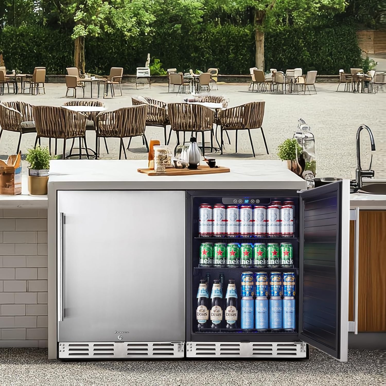 Detalle 1 de Kalamera KRC-150BF-VC Beverage Refrigerator, 150-Can, Stainless Steel Door