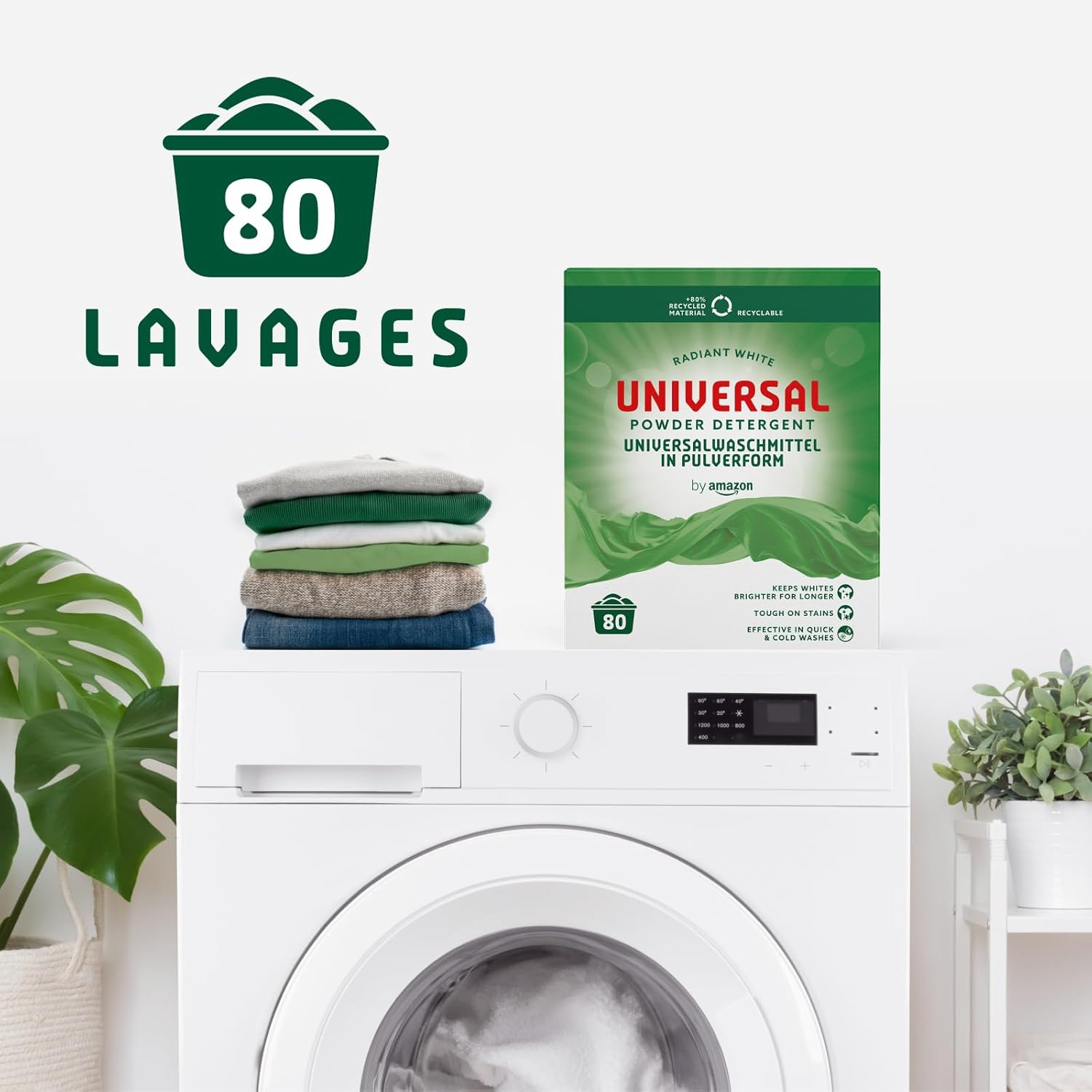 Detalle de Lessive en poudre universelle 4,8 kg (80 lavages) – by Amazon