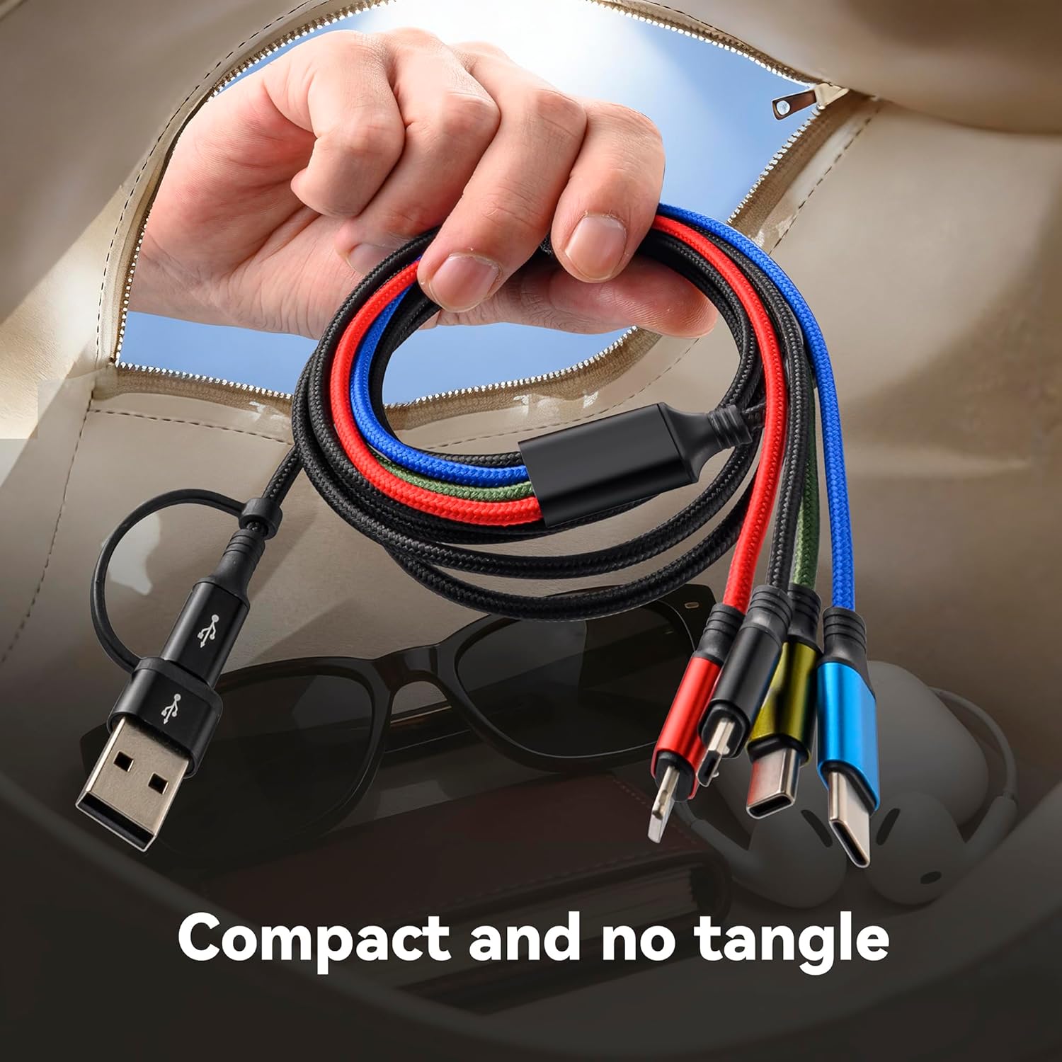 Thumbnail 6 de Minlu Dual USB-C Multi Charger Cable: 4-in-1 USB-C/A charging cable with 2 Type-C ports, Lightning and Micro USB