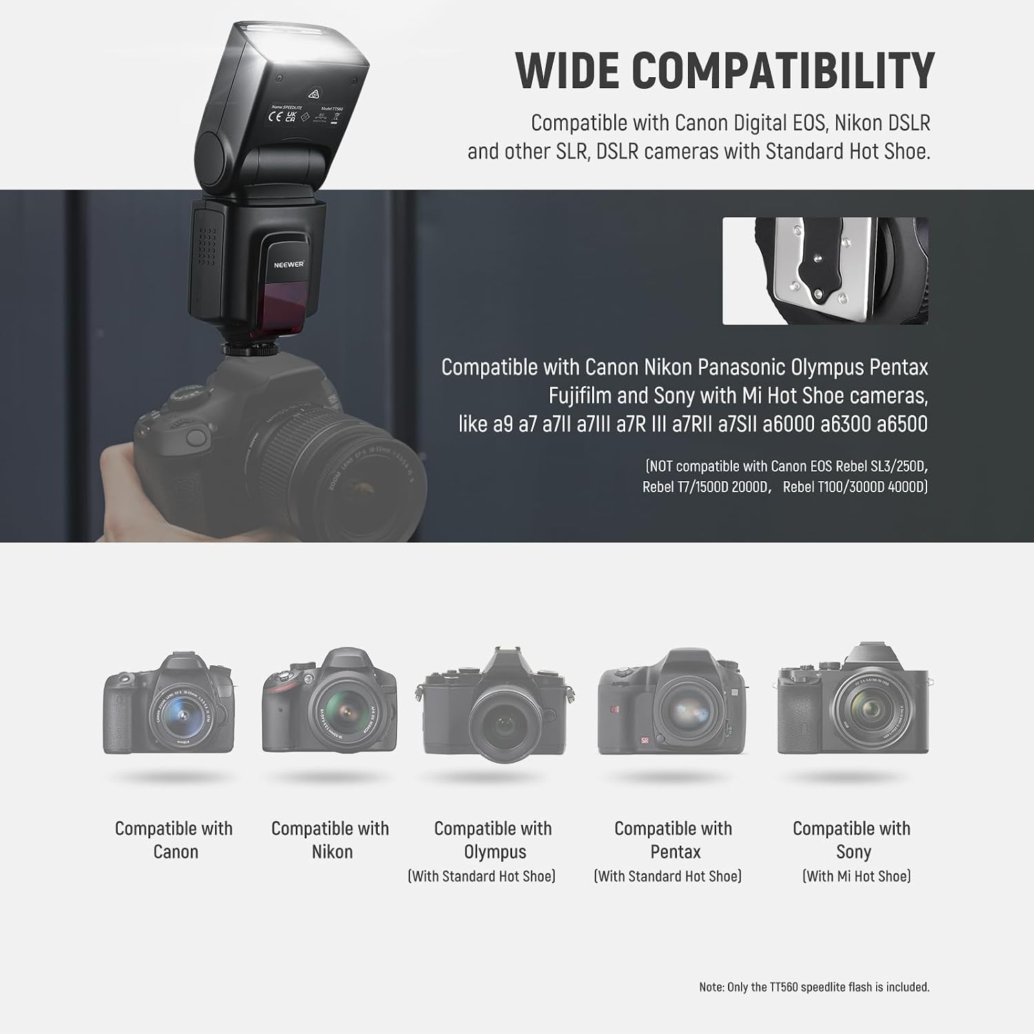 Detalle 2 de NEEWER TT560 Flash Speedlite for Canon, Nikon, Sony and more