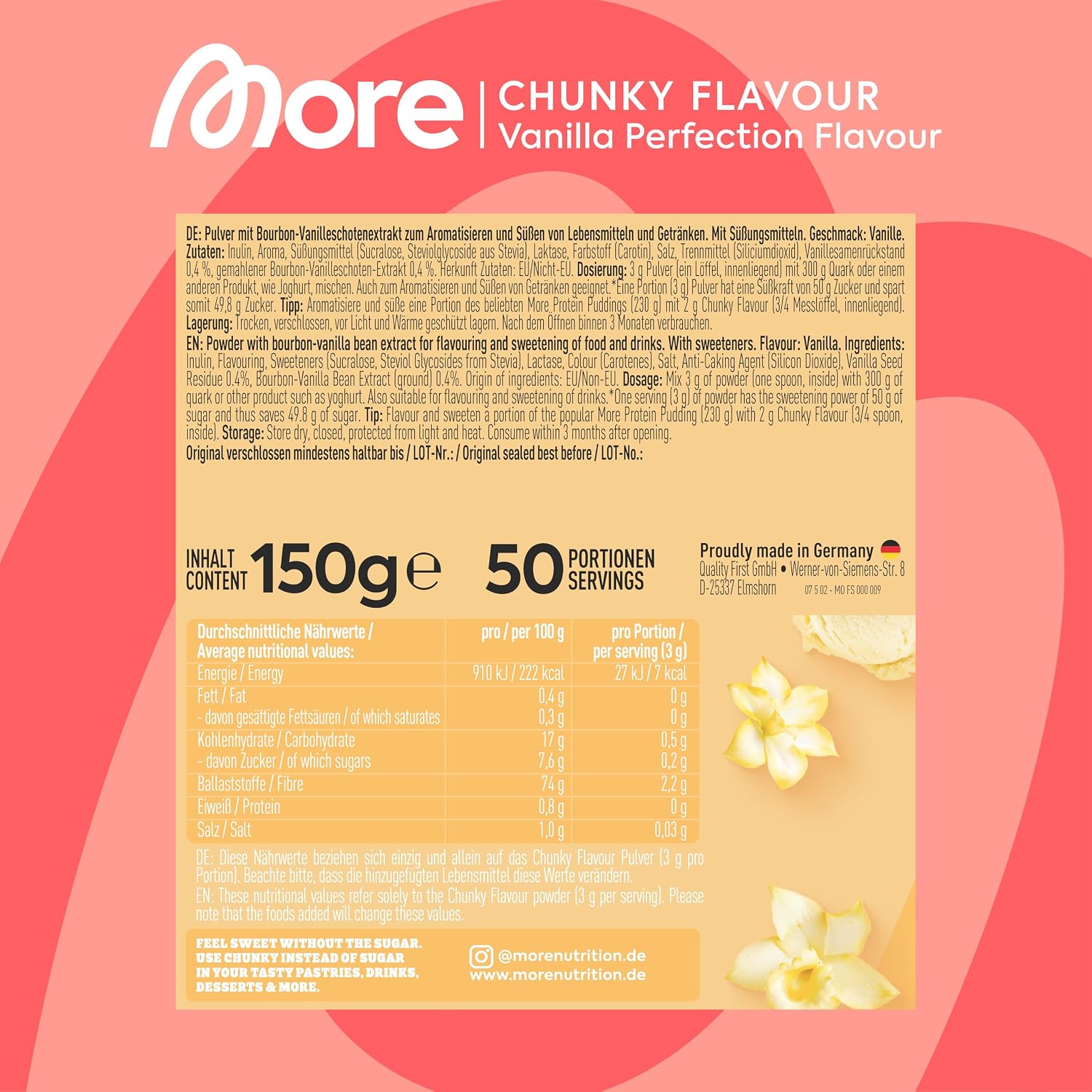 Thumbnail 3 de MORE Chunky Flavour Vanilla Perfection 150 g Geschmackspulver