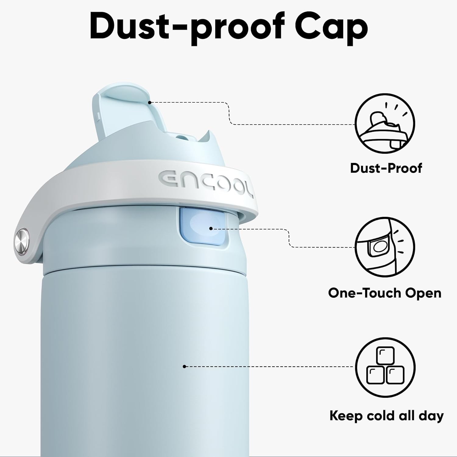Thumbnail 1 de ENCOOL 24 oz Leakproof Insulated Water Bottle (Frost Blue) with Straw and Dual-Sip Lid