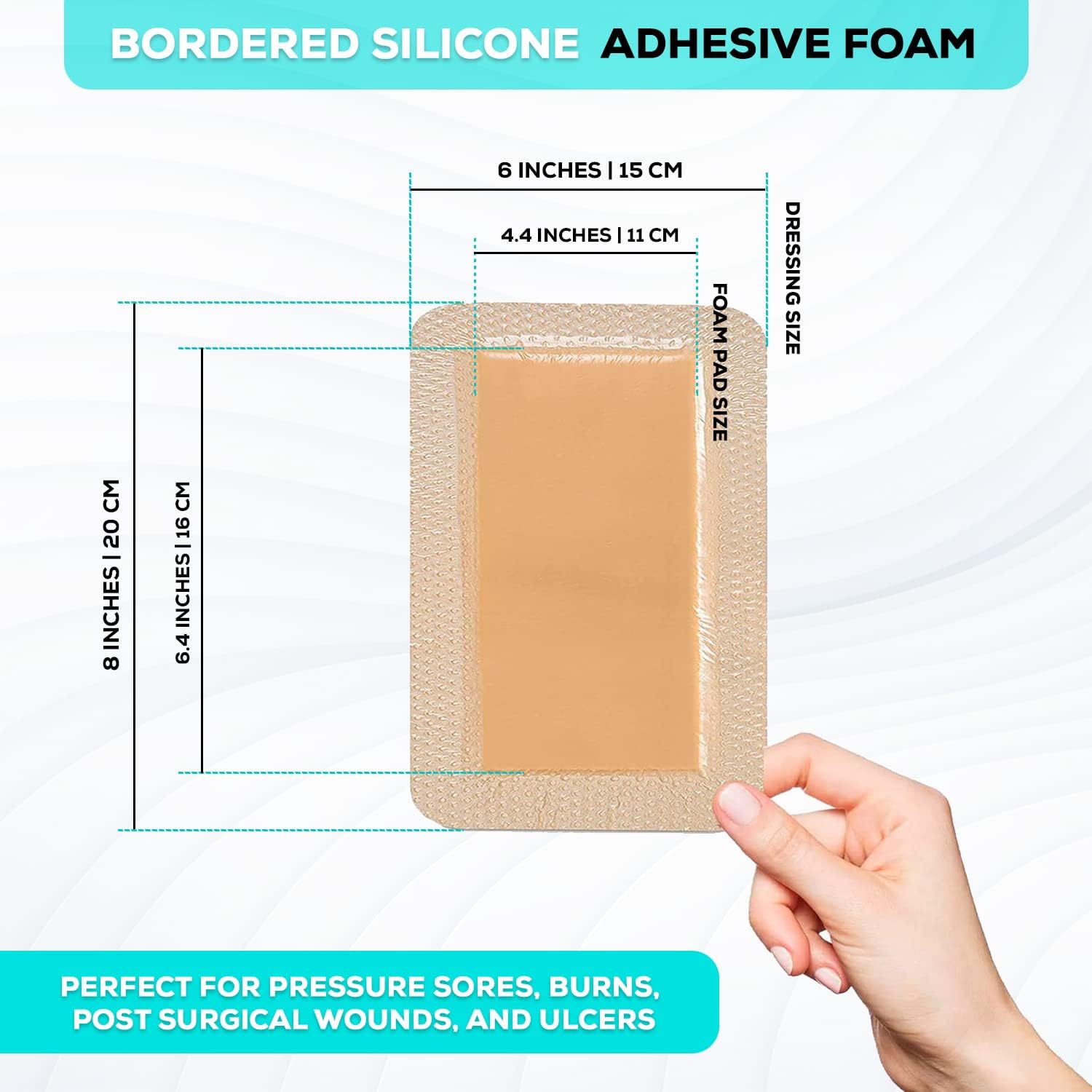 Detalle de MedVance Silicone Foam Dressing (Waterproof Silicone Pad) — Waterproof, Easy Apply Bandages, Box of 5