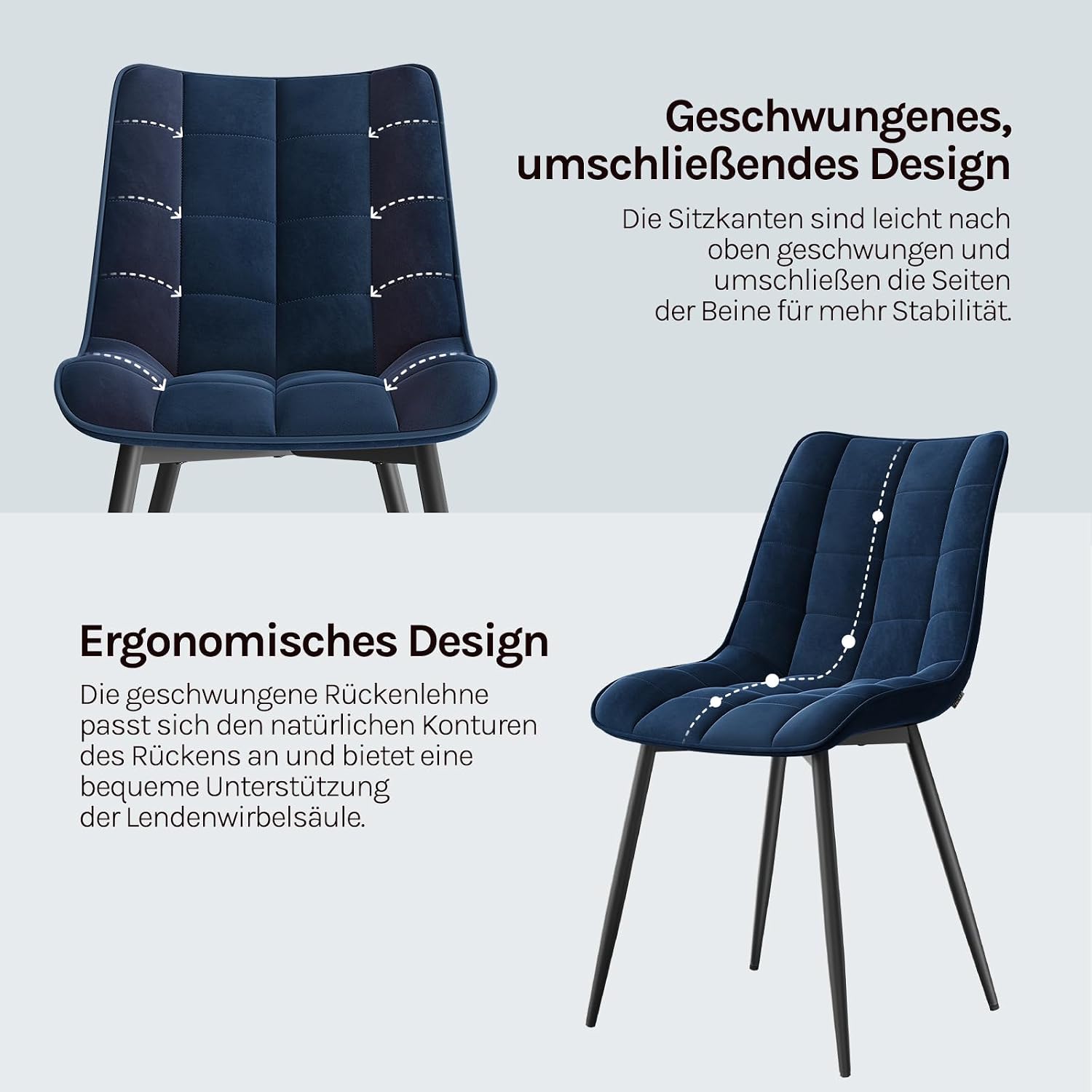 Thumbnail 4 de WOLTU Esszimmerstühle 6er Set – gepolstert, Samt, Rückenlehne