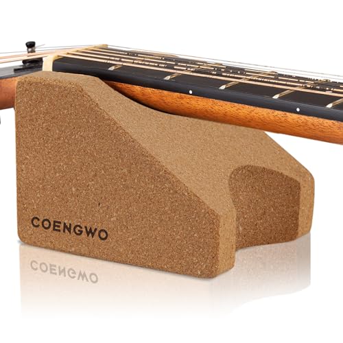 Detalle de COENGWO Guitar Neck Rest: 2-in-1 Cork Cradle for A Stable, Gentle Setup