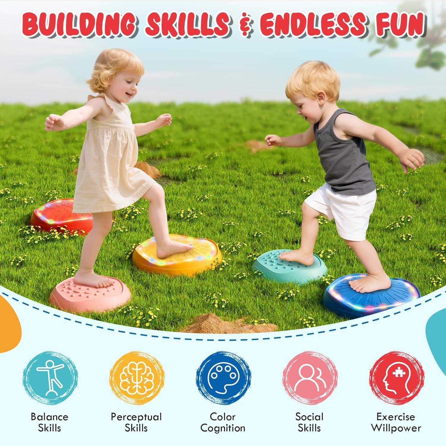 Thumbnail 3 de Lehoo Castle Light Up & Music Balance Stepping Stones – Sensory Play for Kids