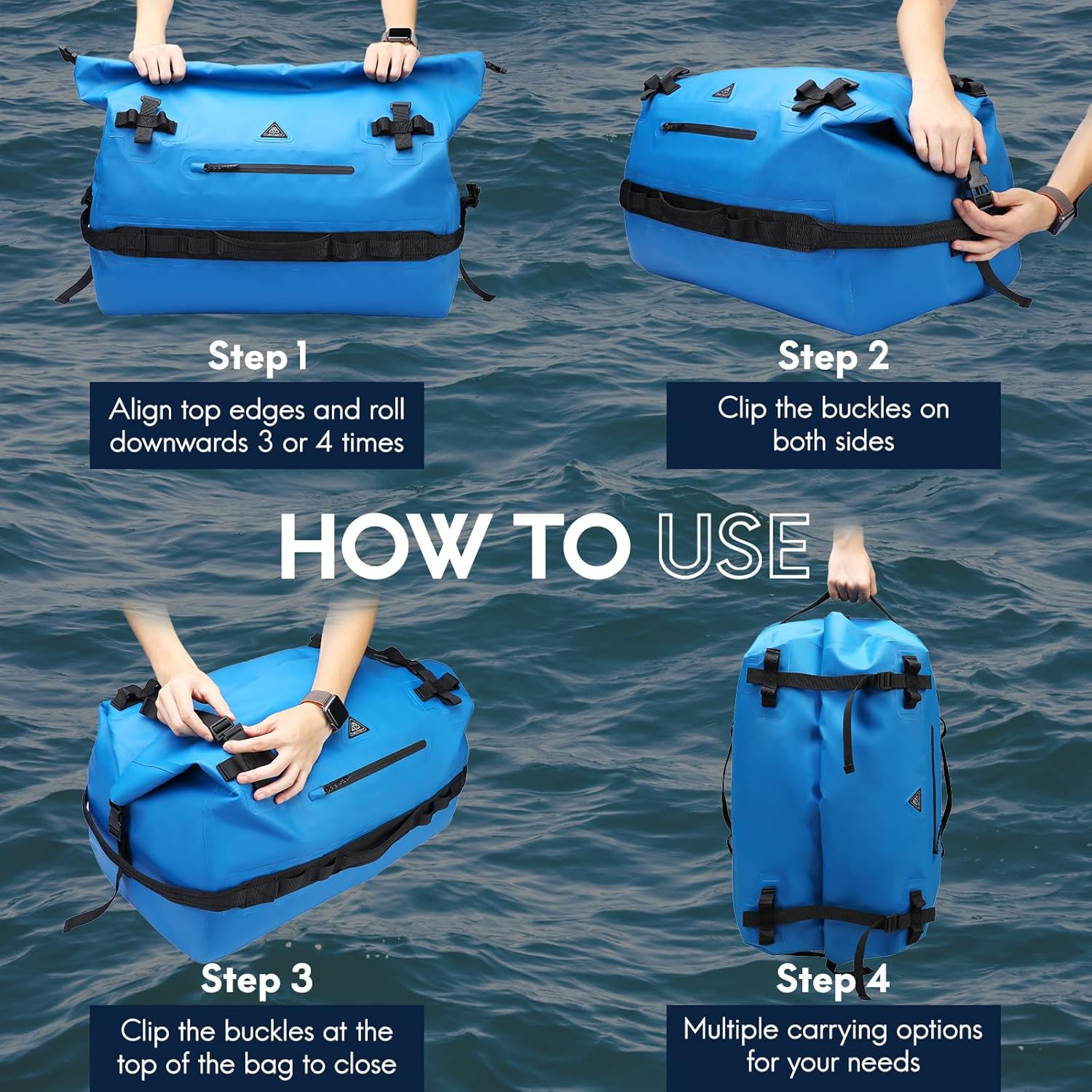 Thumbnail 2 de Haimont 60L Waterproof Dry Bag Roll-Top Duffle Backpack