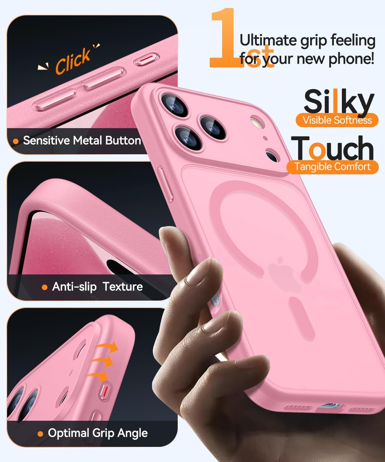 Thumbnail 5 de Cover magnetica CANSHN per iPhone 17 Pro (6,3") compatibile MagSafe, protezione camera completa, rosa