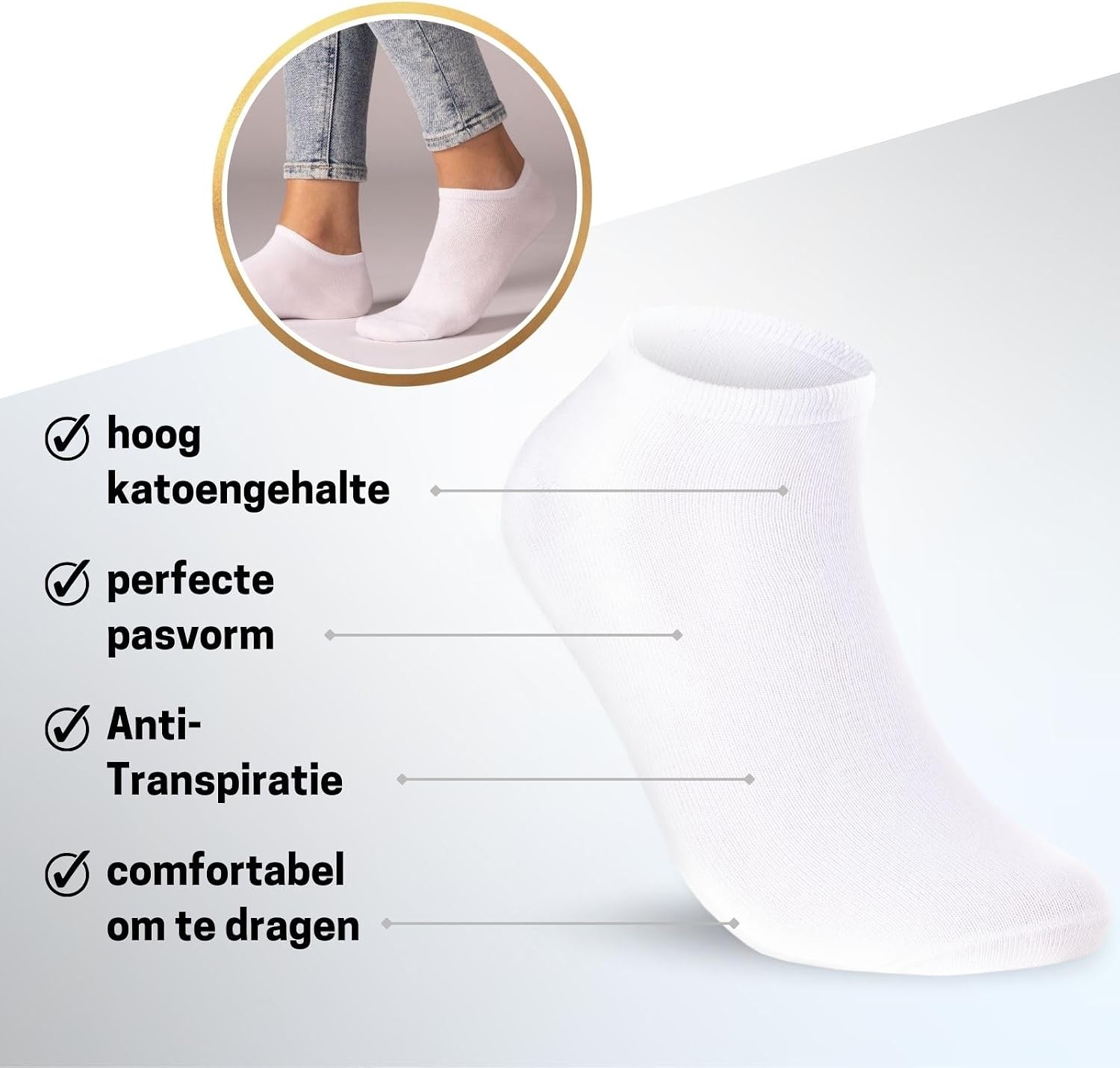 Detalle 2 de sockenkauf24 sneakersokken voor dames en heren, 10 paar katoenmix