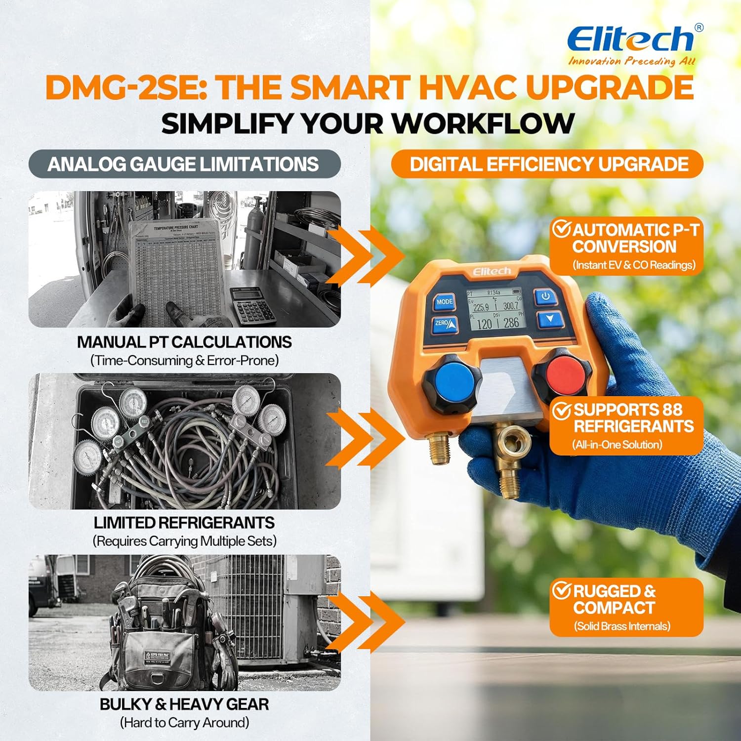 Thumbnail 2 de Elitech DMG-2SE Digital Manifold Gauge Set