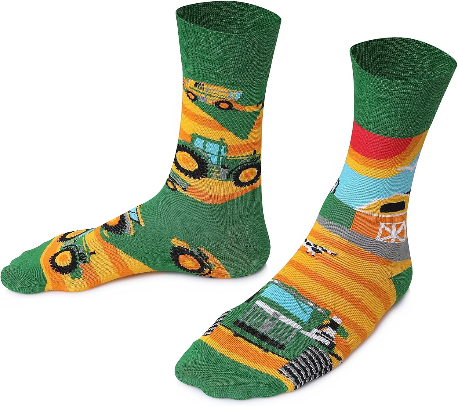 Detalle de TODO Colours Lustige Socken mit Motiv – Mehrfarbige Traktor- und Dorf-Motivsocken