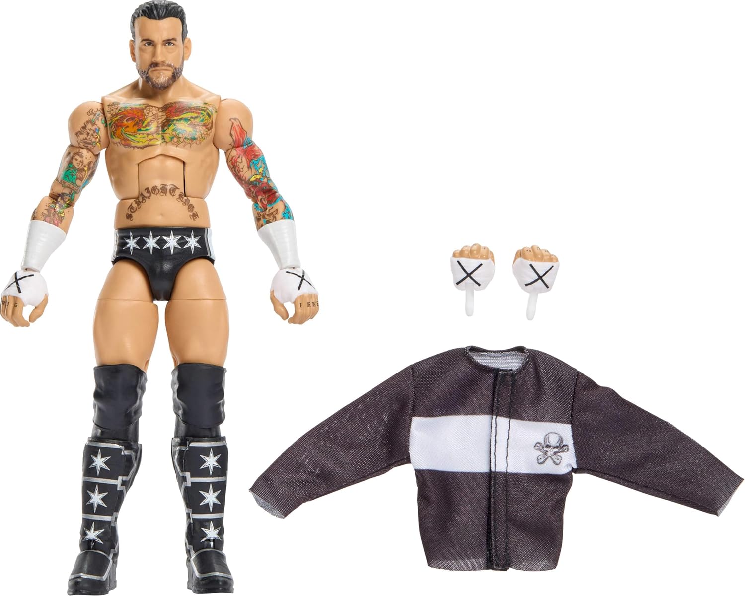 Detalle de Mattel WWE Elite Collection CM Punk (Series 124) – Action Figure da collezione, 25 punti articolazione