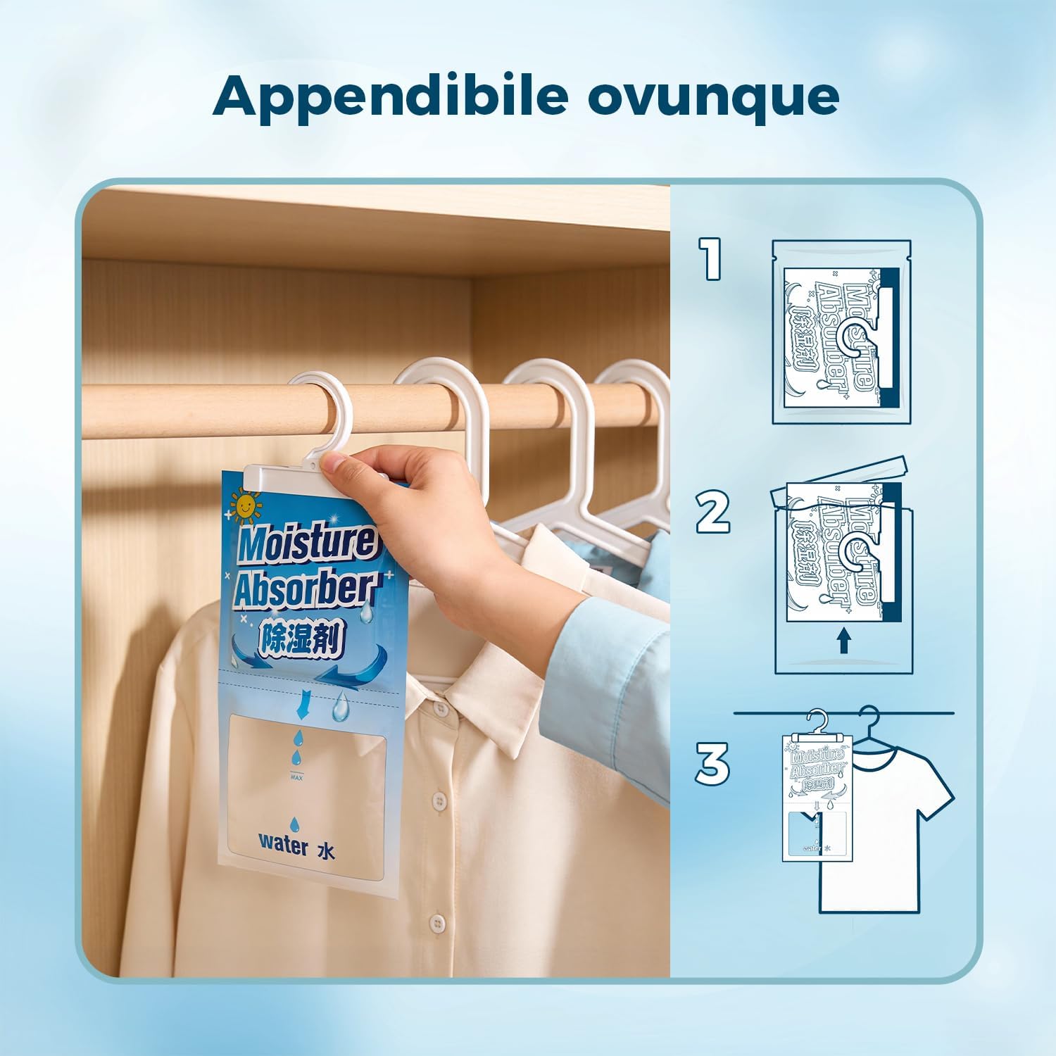 Thumbnail 6 de AROÉVE Deumidificatore: 10 Confezioni da 150 g per Armadi e Ambienti, Capacità 500 ml per Sacchetto