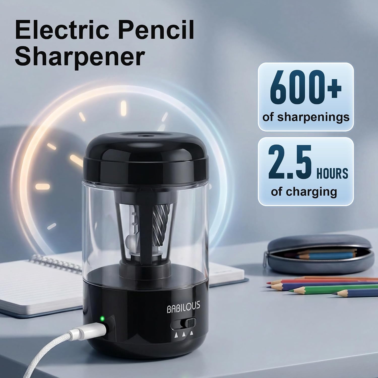 Thumbnail 2 de Babilous Electric Pencil Sharpener, USB-C Rechargeable