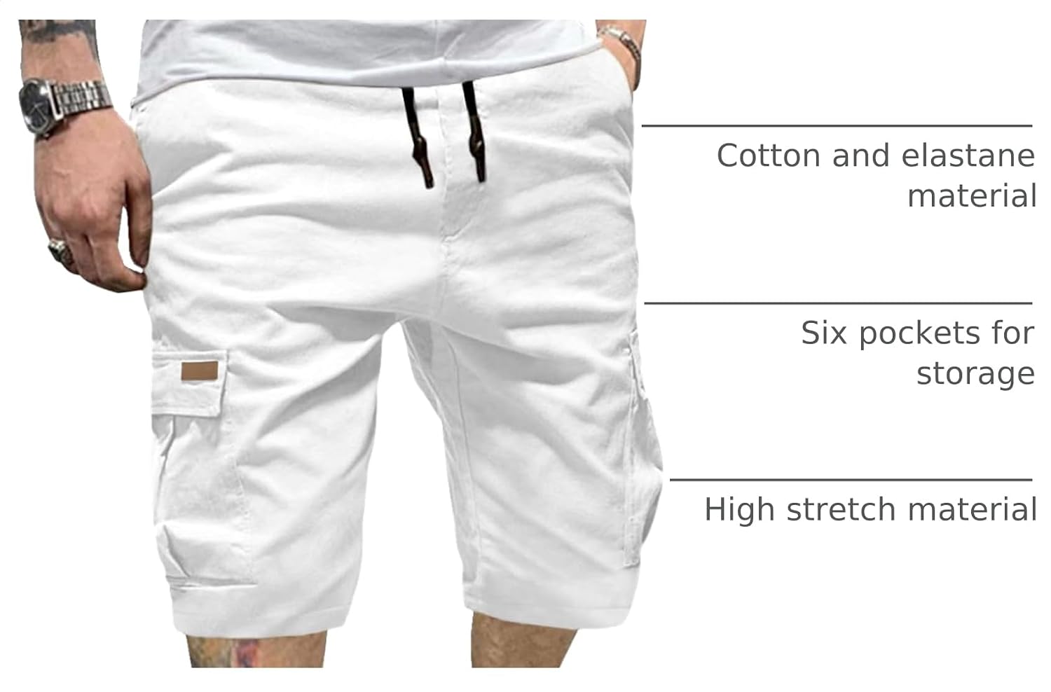 Detalle de JMIERR Men's Casual Cotton Twill Cargo Shorts with 6 Pockets