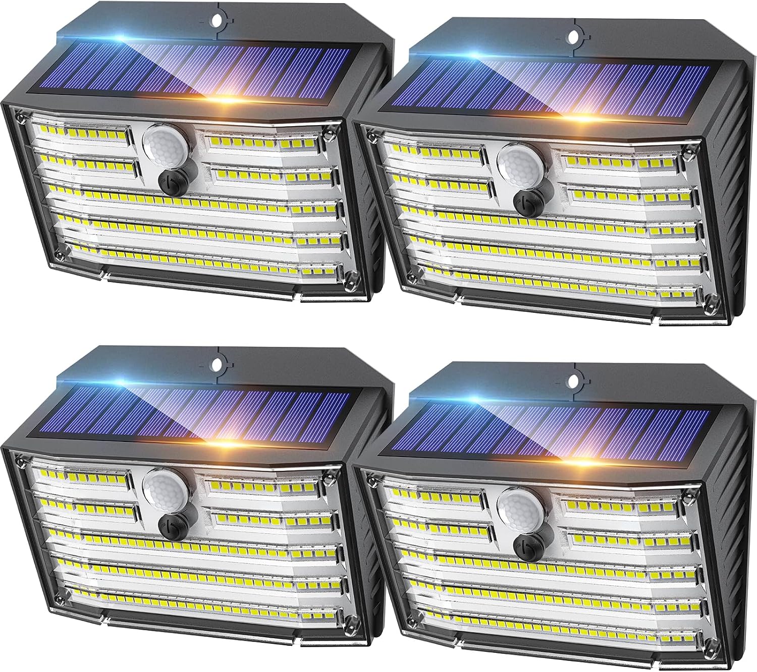 Detalle de CLAONER Solar Security Lights Outdoor (126 LEDs) with PIR Motion Sensor, IP65, 4-Pack