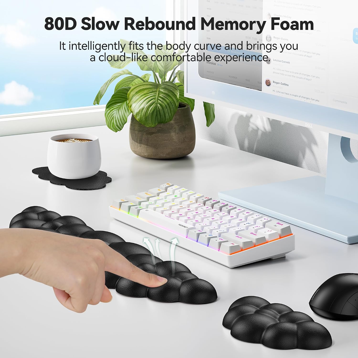 Detalle 2 de TECKNET 5056243628964 Cloud Keyboard Wrist Rest Set, Memory Foam, Black