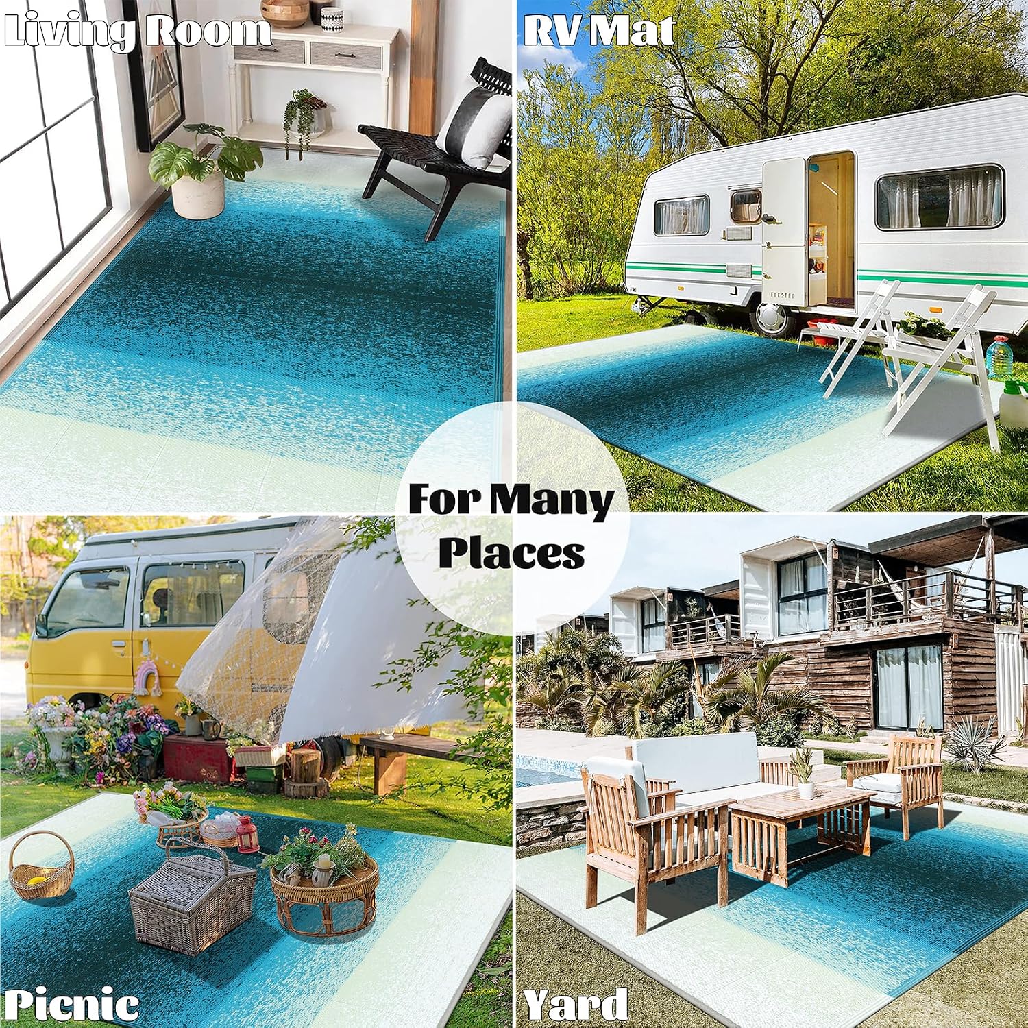 Thumbnail 5 de Enyhom Outdoor Rug Waterproof 240 x 300 cm: Reversible, Lightweight & UV-Resistant Patio Carpet