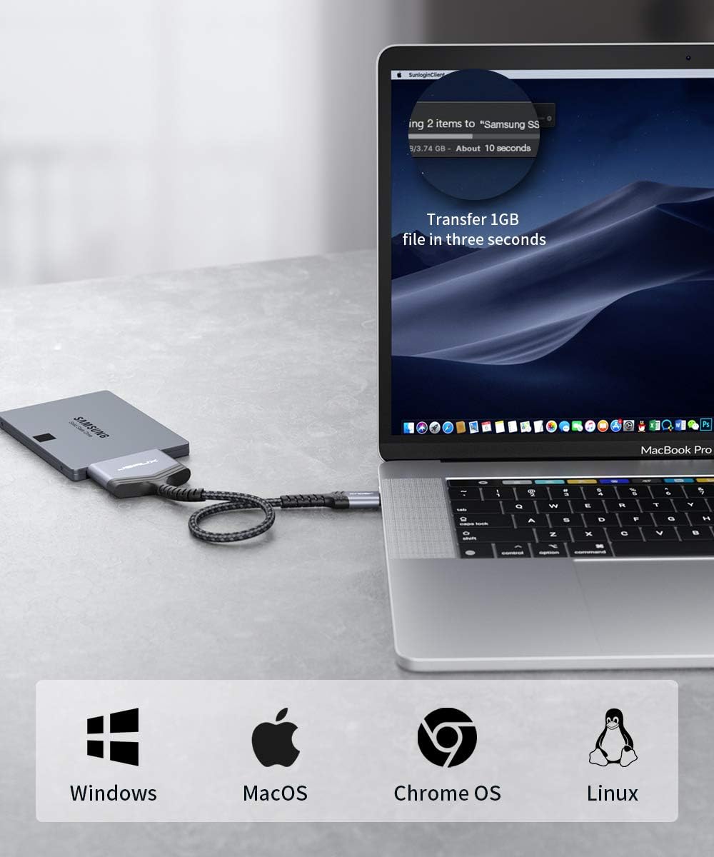 Thumbnail 3 de JSAUX SATA to USB C Cable: 2.5” SATA SSD/HDD External Converter (USB-C 3.1) – Aluminium Shell