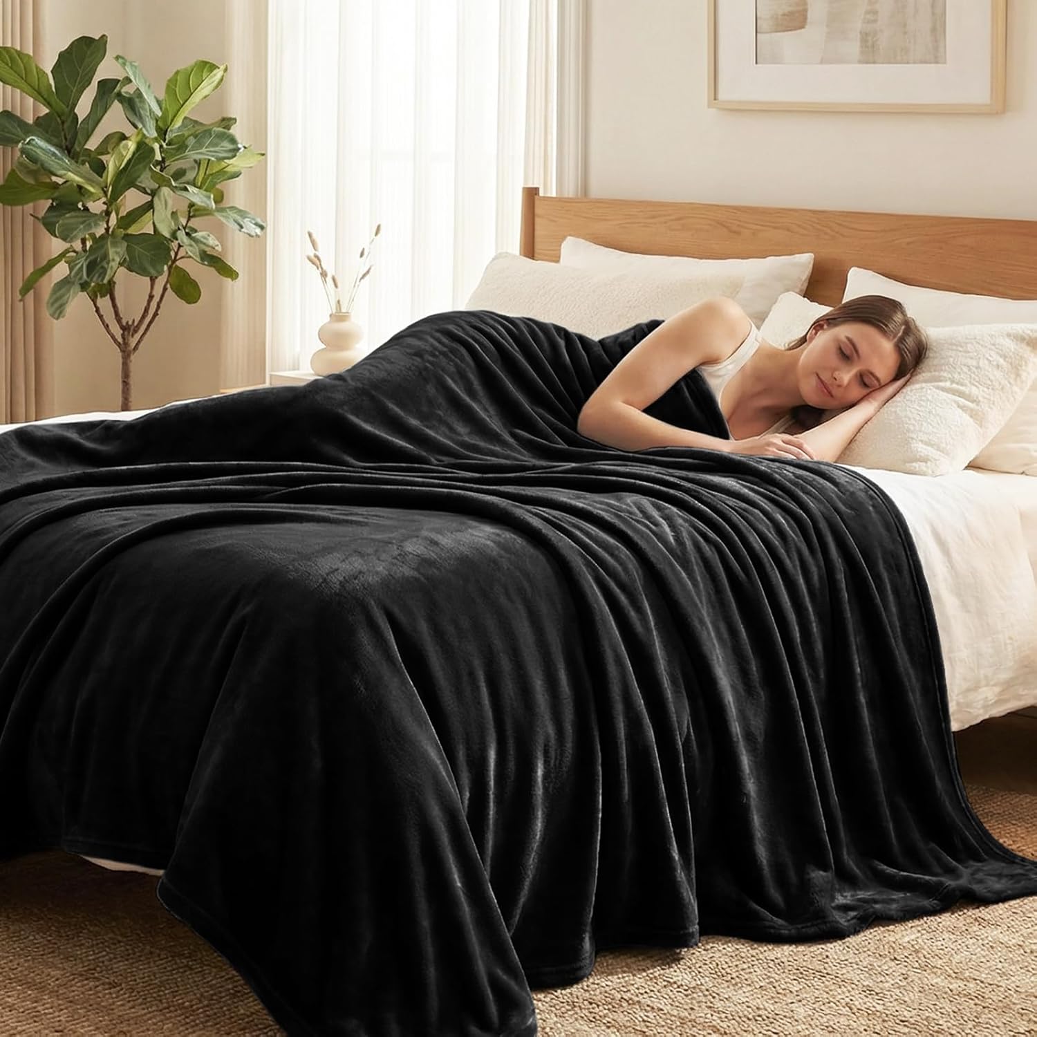 Thumbnail 6 de CozyLux Flauschdecke 150x200 cm (XL) aus Flanell – warme Kuscheldecke für Sofa und Bett, schwarz
