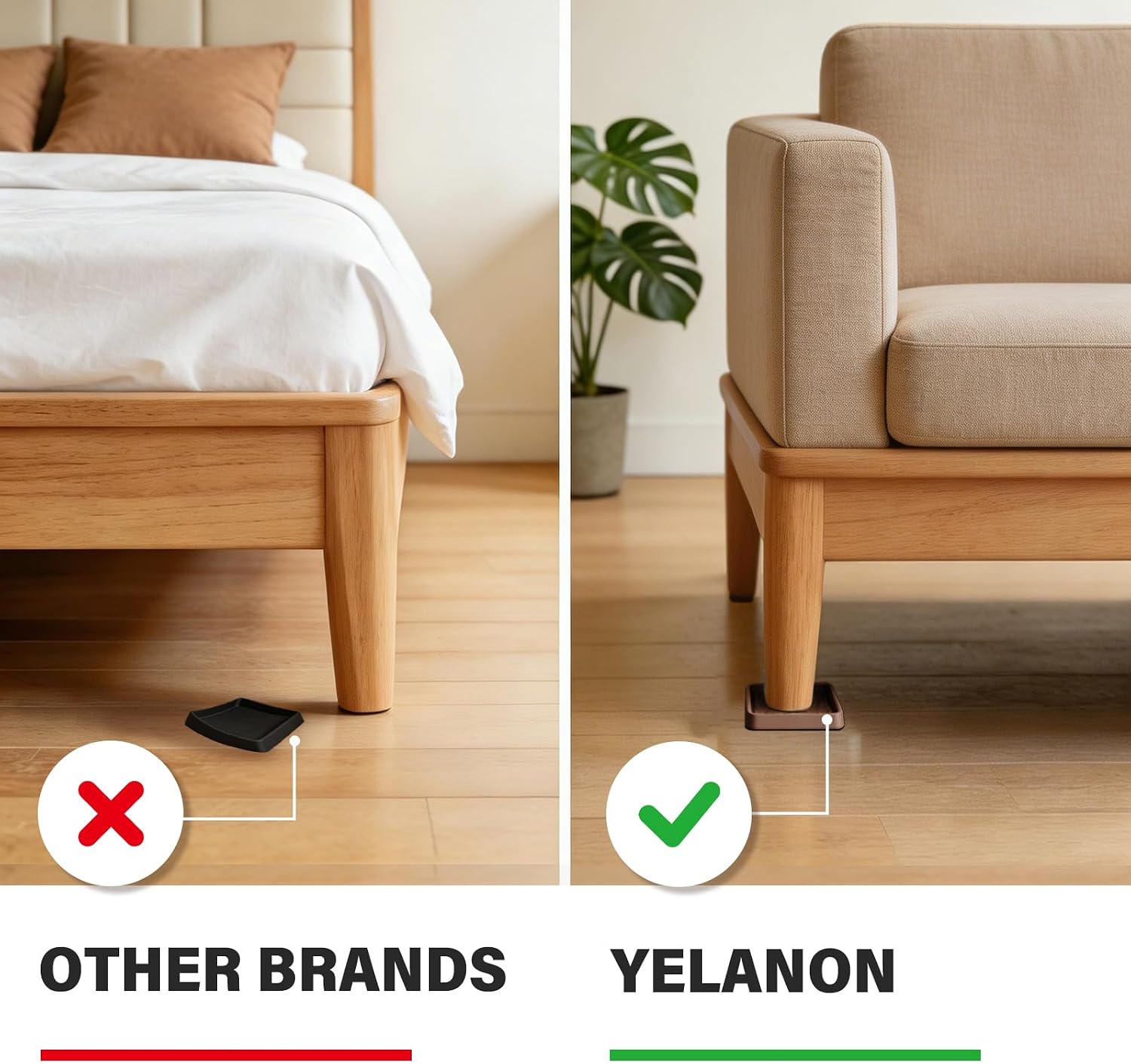 Detalle 2 de Yelanon FC-8 Furniture Coaster Cups, 3-Inch Rubber Non-Slip Floor Protectors