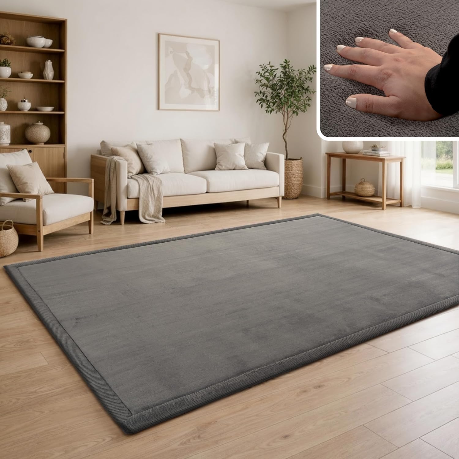 Detalle 2 de Paco Home Kinderteppich 140x200 cm, Anthrazit