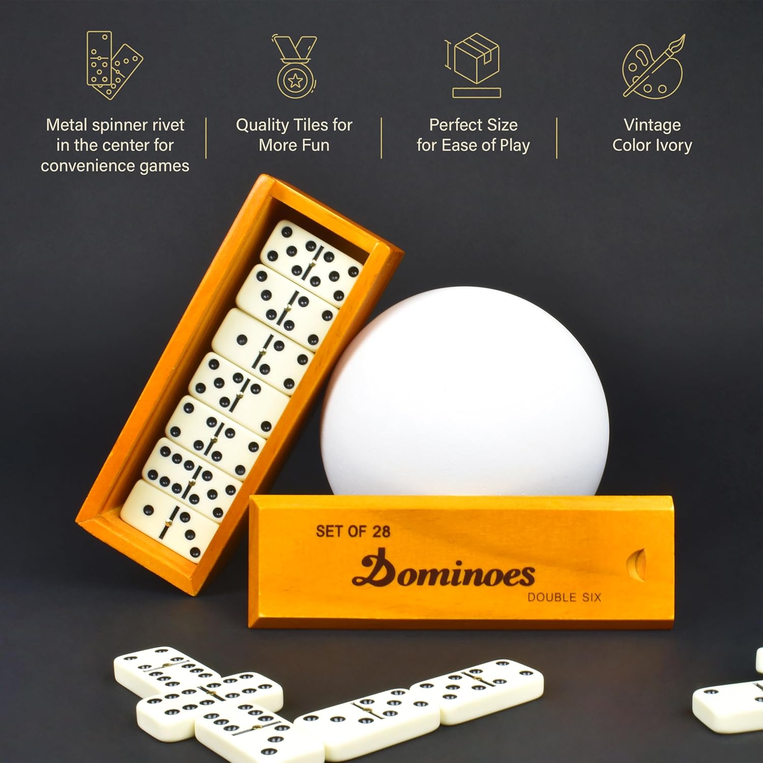 Detalle 2 de Queensell Dominos Set 28 tiles 🎲
