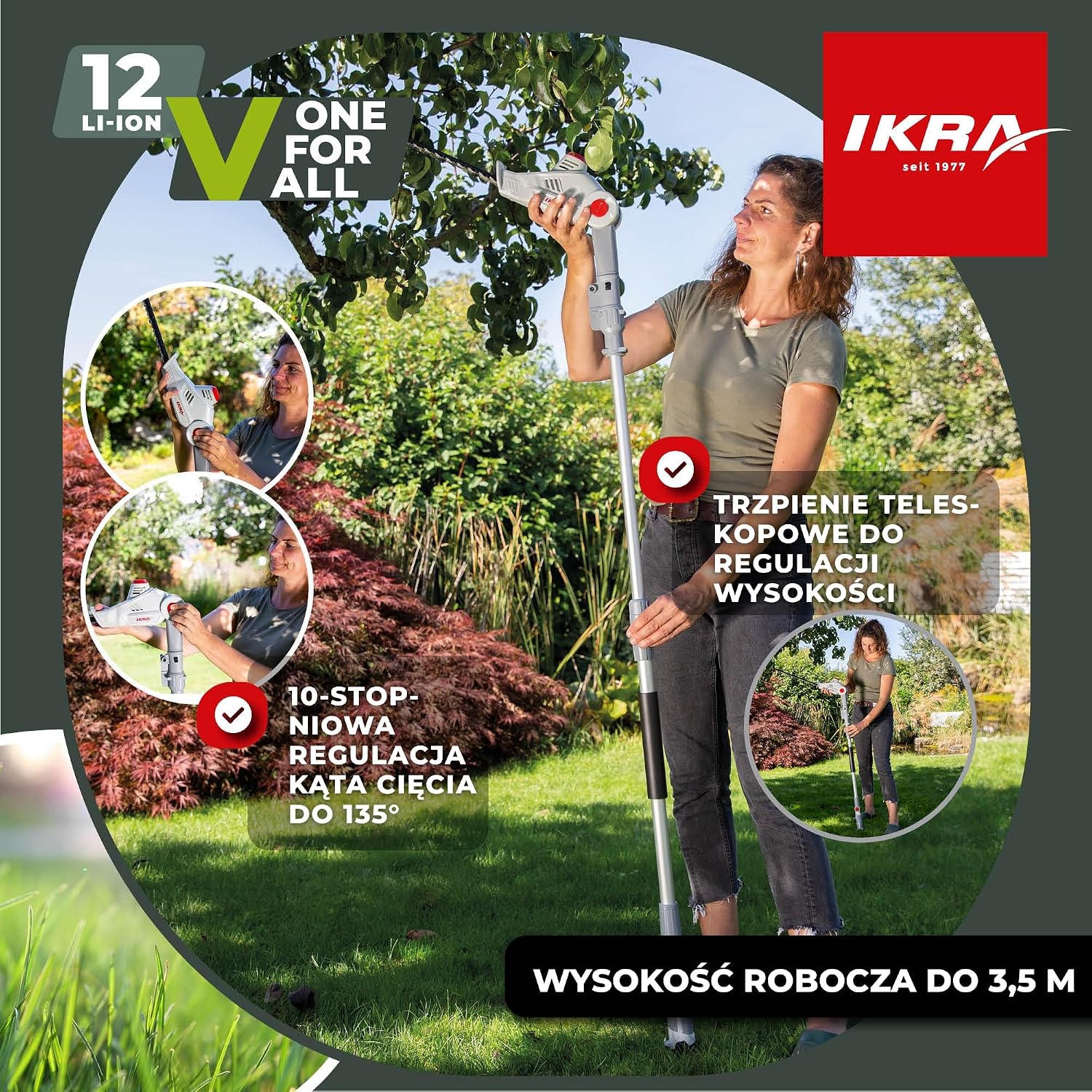 Thumbnail 2 de IKRA IATHS 1241 – akumulatorowe nożyce teleskopowe do żywopłotu 41 cm