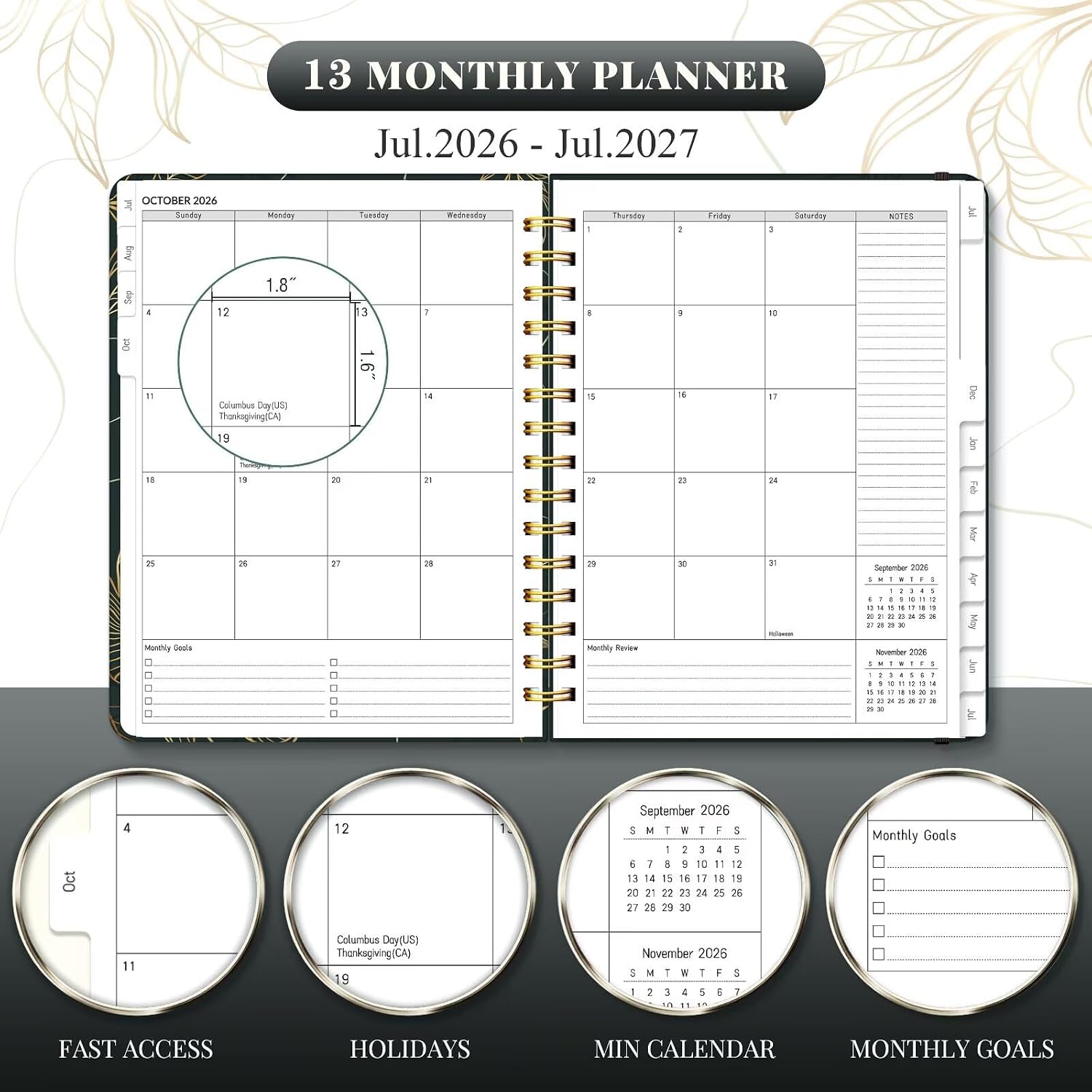 Detalle 2 de Lonely Oak 2026-2027 A4 Academic Planner, 13-Month Daily, Weekly and Monthly