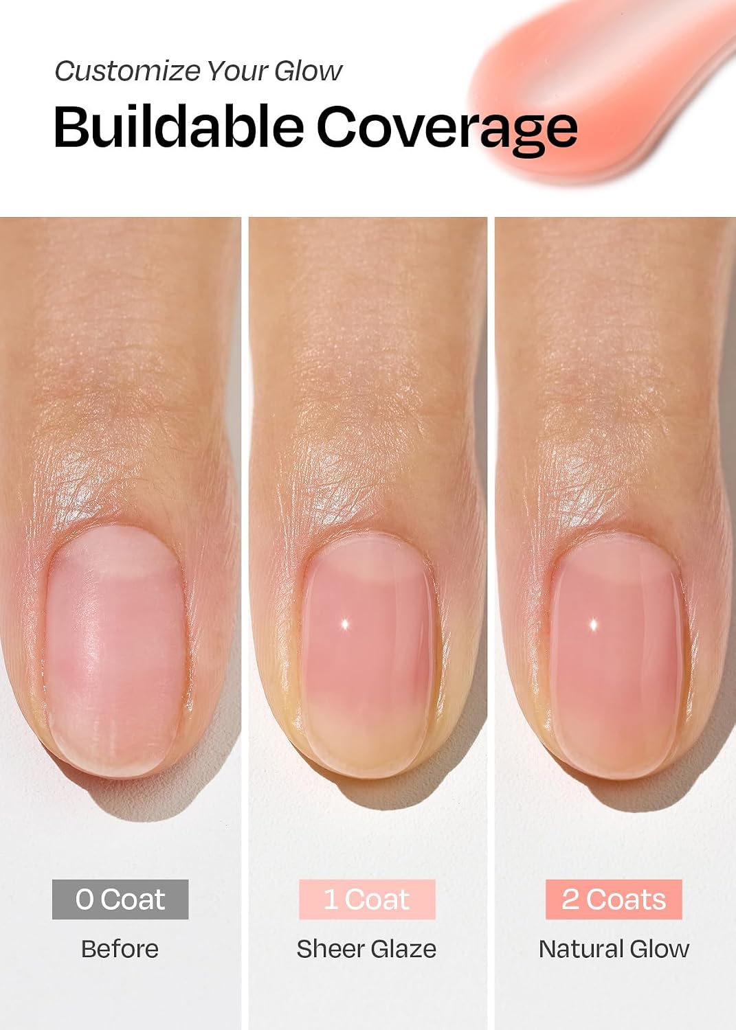 Detalle de ohora Natural Glow Milk Syrup Nail Strengthener (Rosehip), Tinted 15 mL Polish