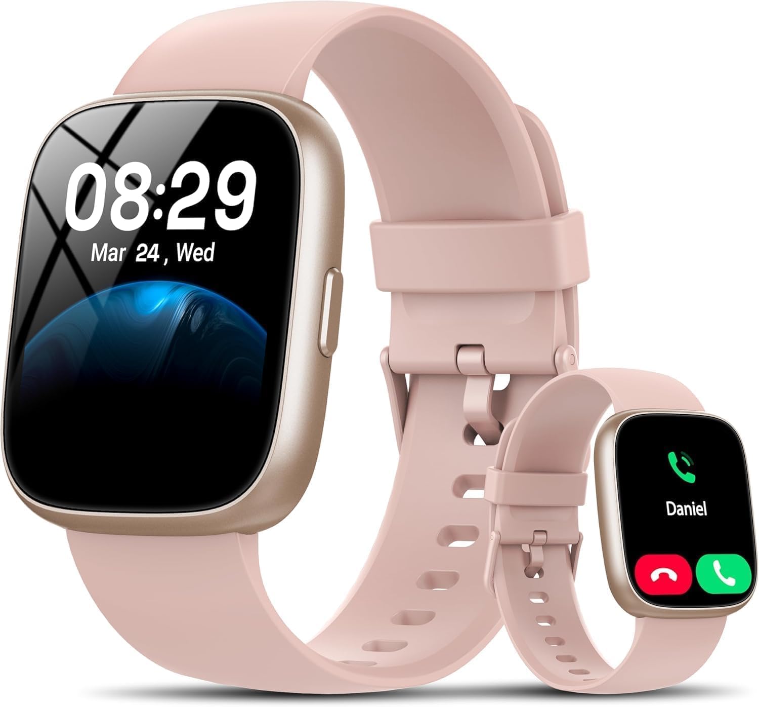 Detalle de Cillso Smartwatch Damen/Herren 1.83" HD Fitness Tracker mit Alexa und Telefonfunktion – Rosa