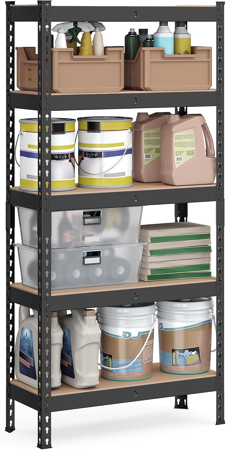 Detalle de SONGMICS COZORY GLR300B01 5-Tier Heavy-Duty Shelving Unit, 175 kg per shelf