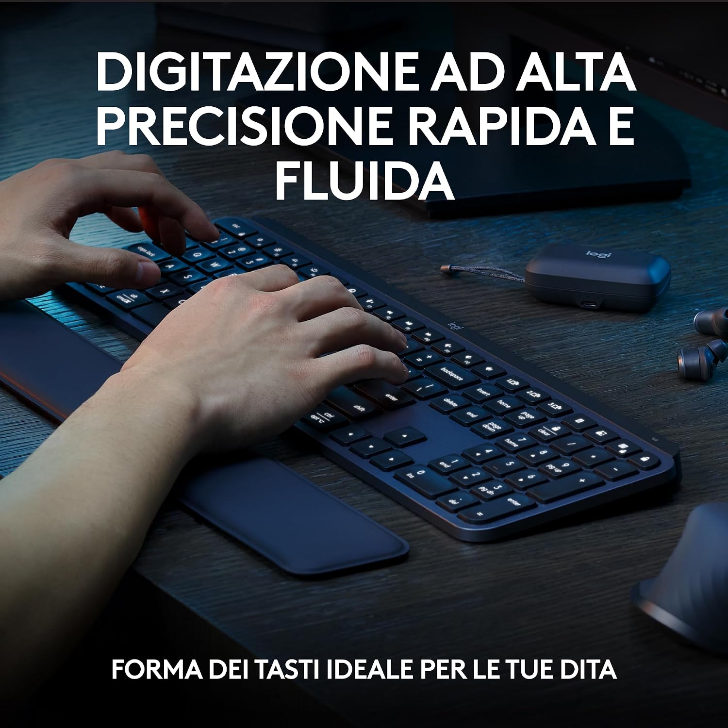 Thumbnail 2 de Logitech MX Keys S Combo: Tastiera e Mouse Wireless con Illuminazione Personalizzabile e Palm Rest (Italiano QWERTY Grafite)