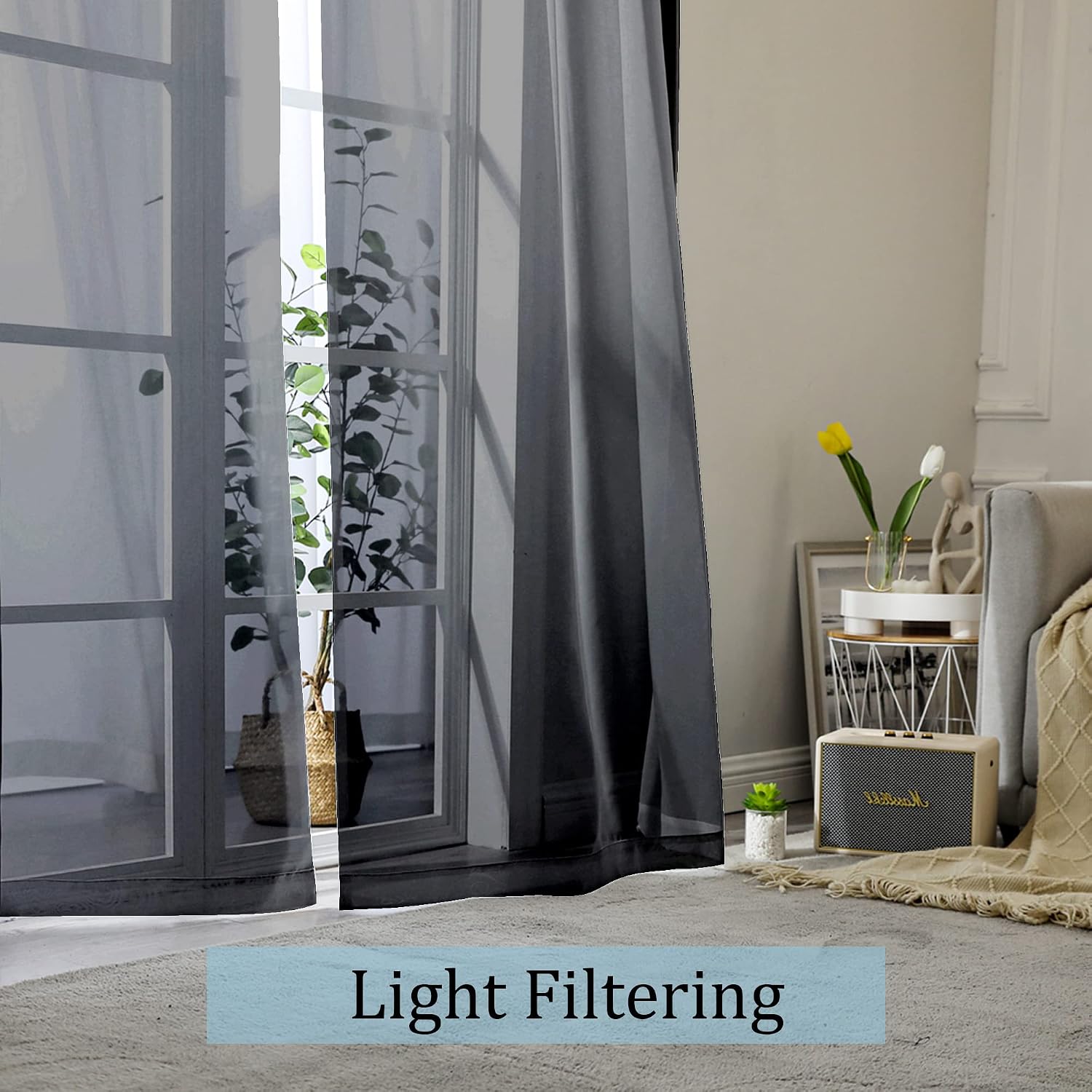 Thumbnail 2 de OWENIE Sheer Curtains 96-Inch Length