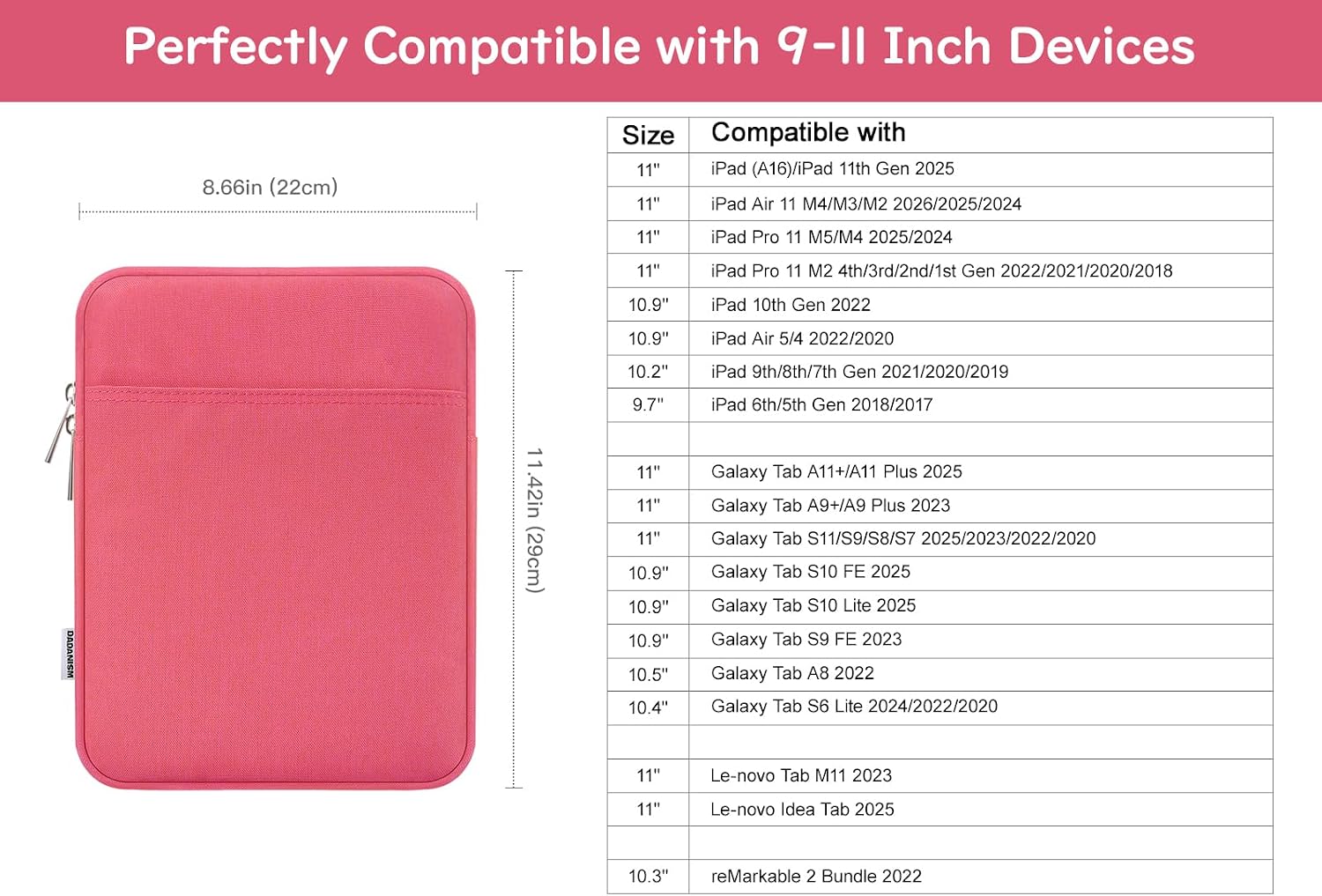 Detalle 2 de Dadanism 9-11 Inch Tablet Sleeve Bag in Watermelon Pink