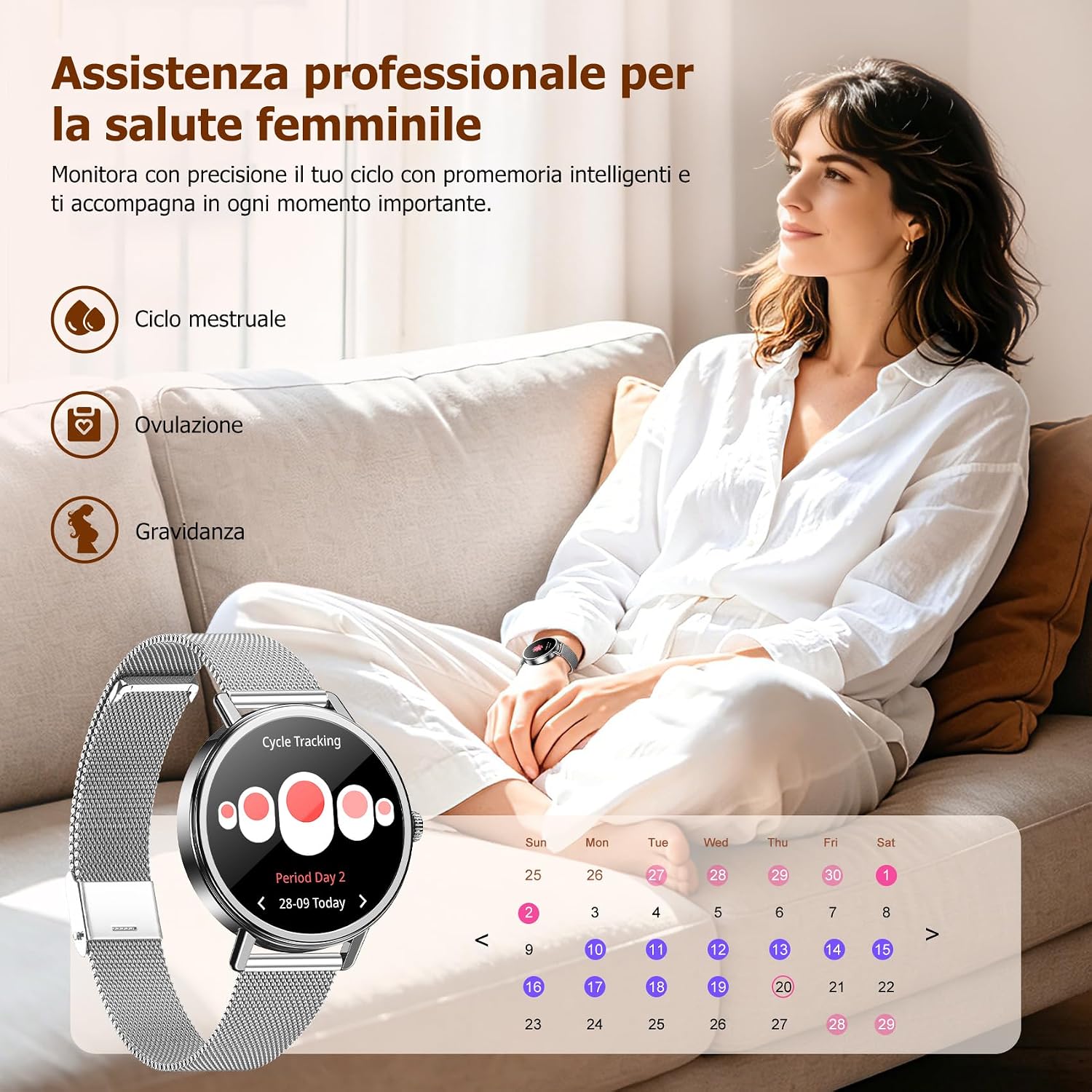 Detalle de IOWODO Smartwatch Donna Elegante 1.26": stile, salute e connettività sul polso