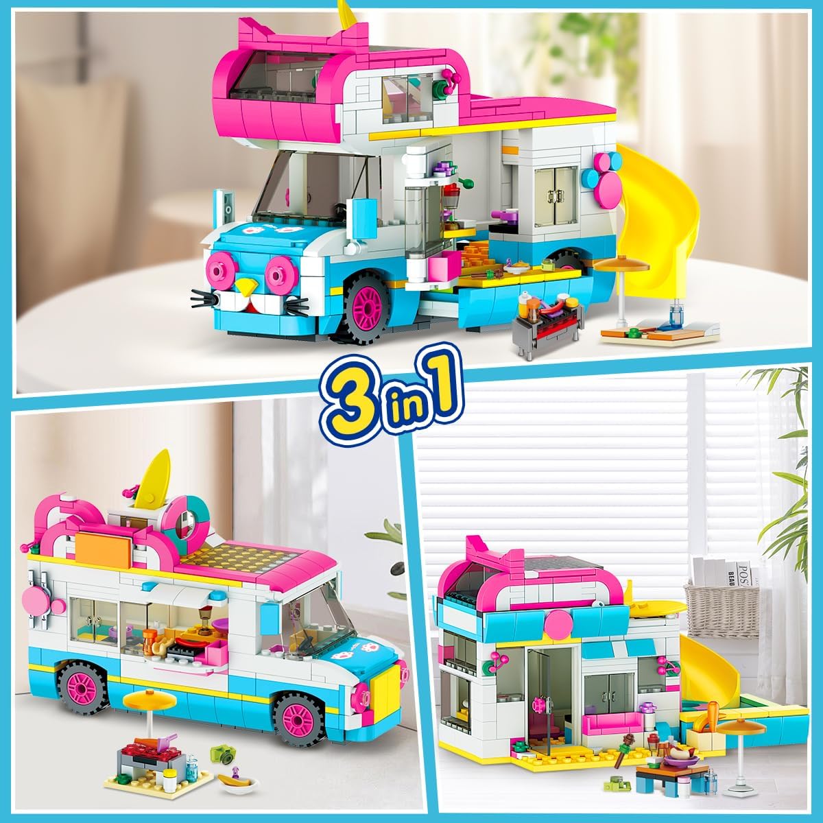 Detalle 2 de CUBIMANA 3-in-1 Wohnmobil Bausteine 494 Teile đ§©