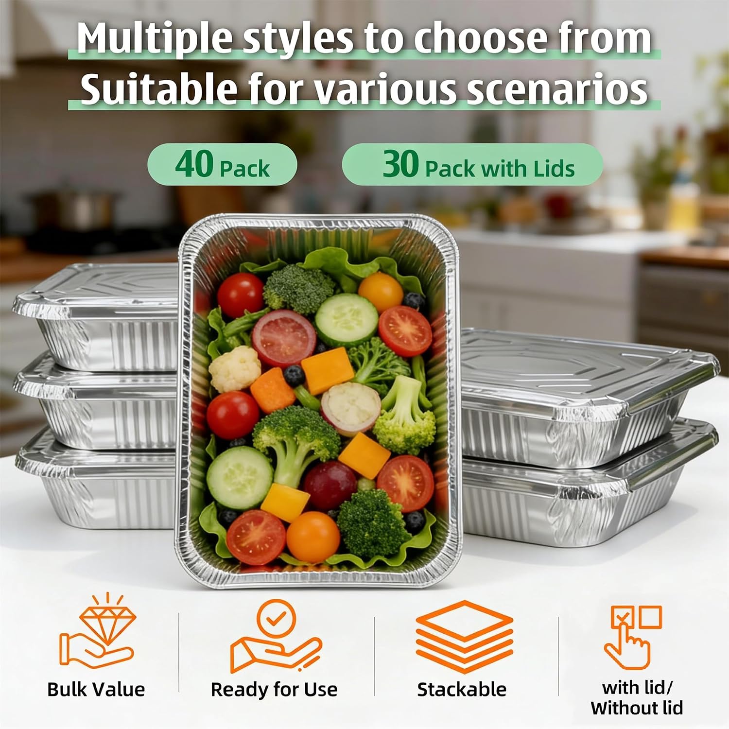 Detalle de Benestanti Aluminum Foil Pans, 9 x 13 Inch