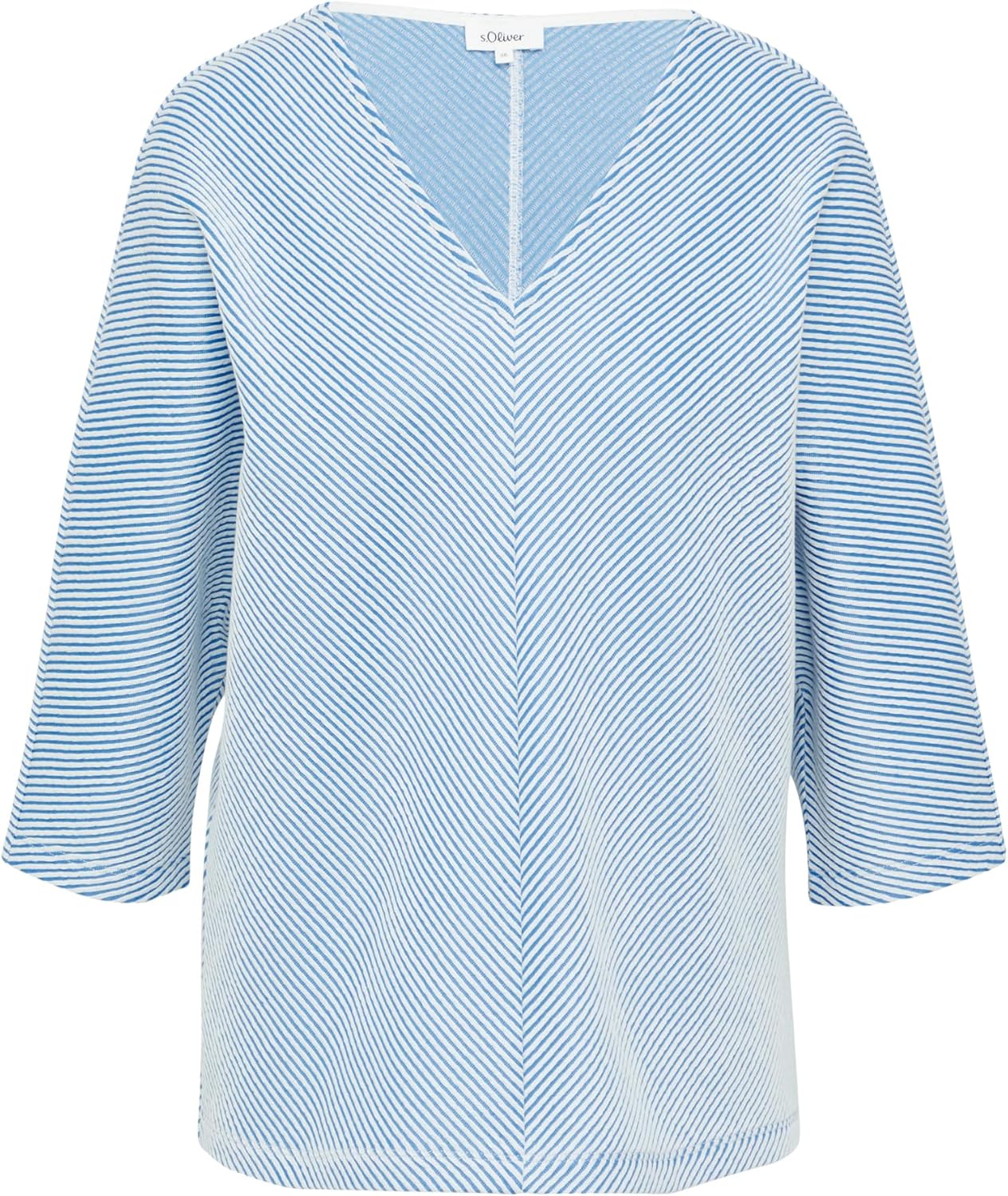 Detalle de s.Oliver 2164115 T-Shirt Femme – coupe décontractée à rayures et col en V