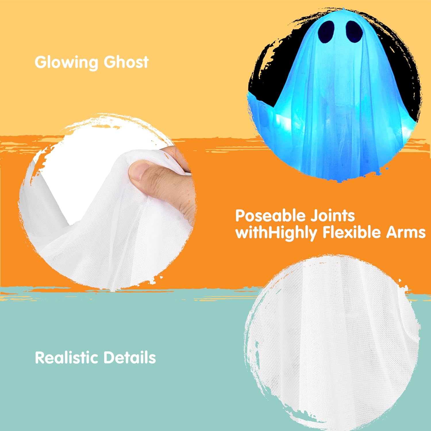Detalle 2 de JOYIN 11504 47-Inch Hanging Halloween Ghost with Blue LED and Timer