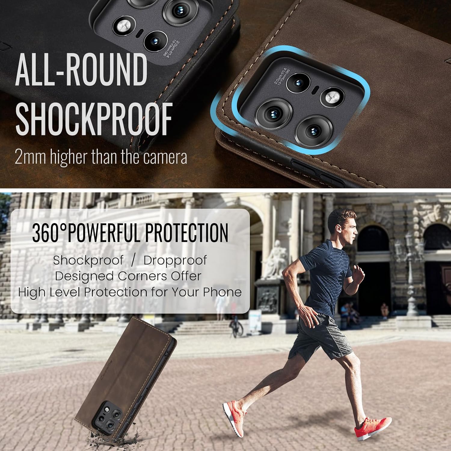 Thumbnail 6 de Cracedily Wallet Case for Motorola Moto Edge 50 Pro – Leather Flip with Card Holder and Kickstand