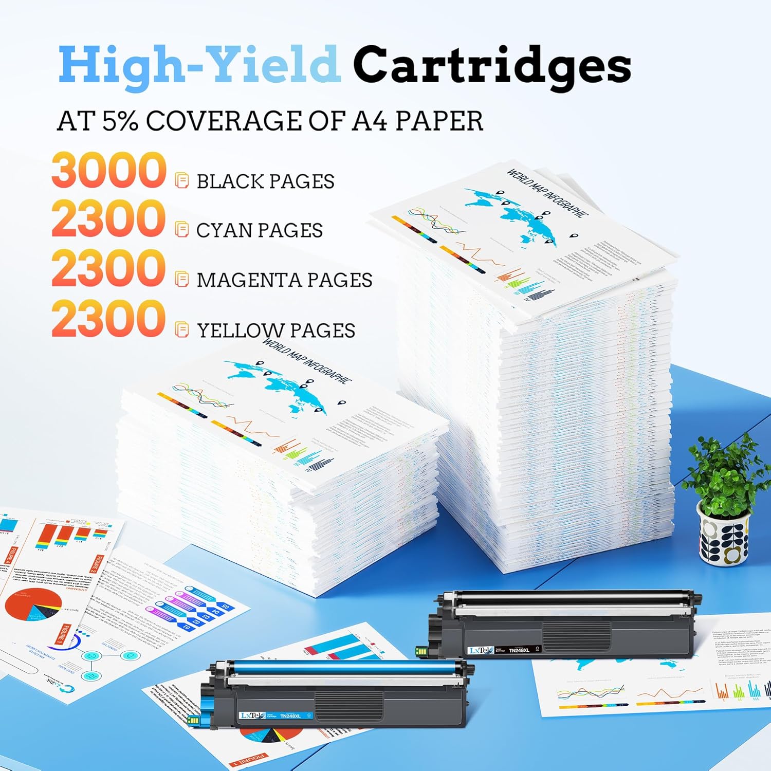 Thumbnail 2 de LxTek TN248XL Toner compatibili alta capacità per Brother – 5 cartucce TN248XL (2N+1C+1M+1Y) con chip