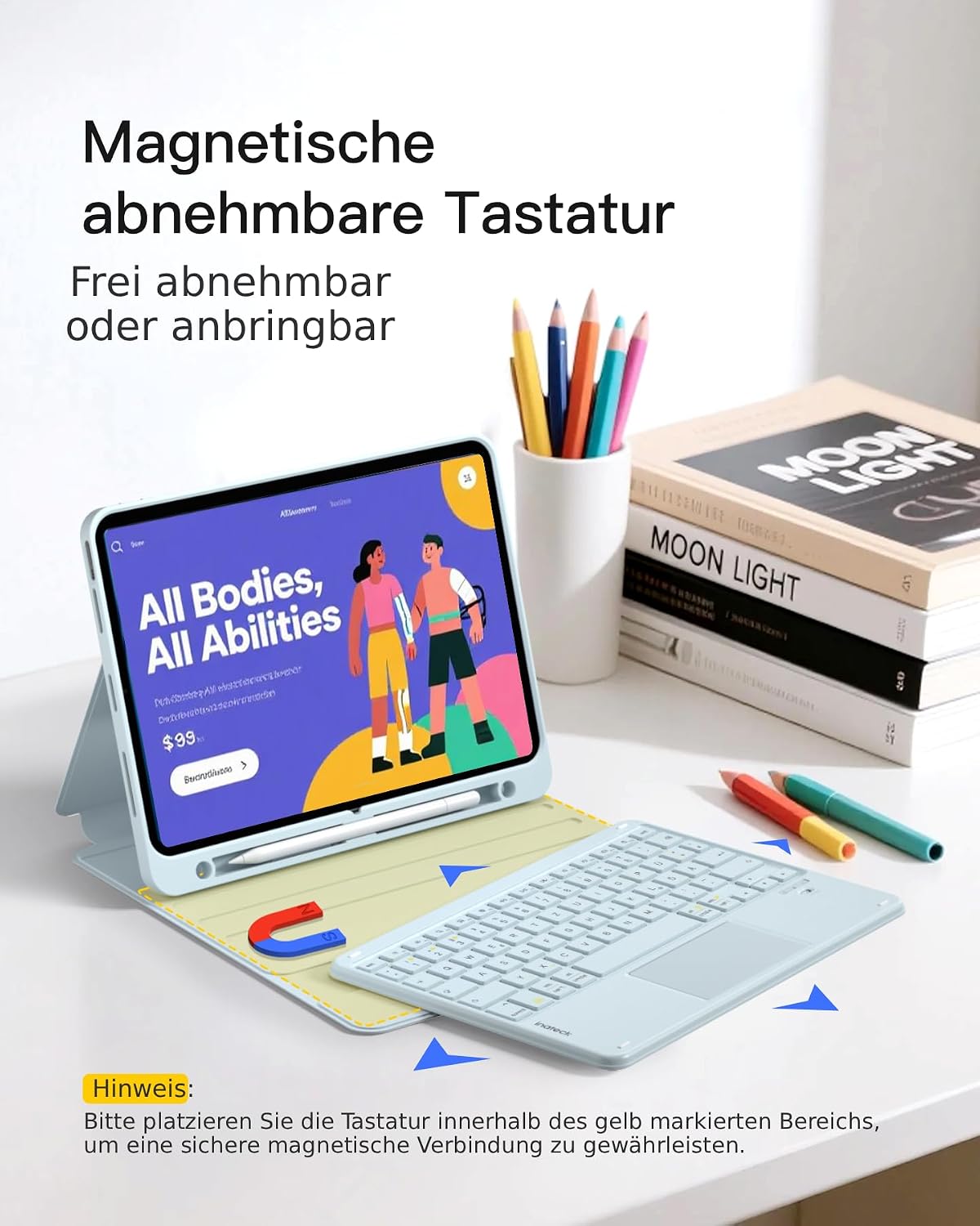 Detalle de Inateck iPad-Hülle mit Tastatur „Classic N0001“ (QWERTZ) für iPad Air 11 & Pro 11 mit Touchpad